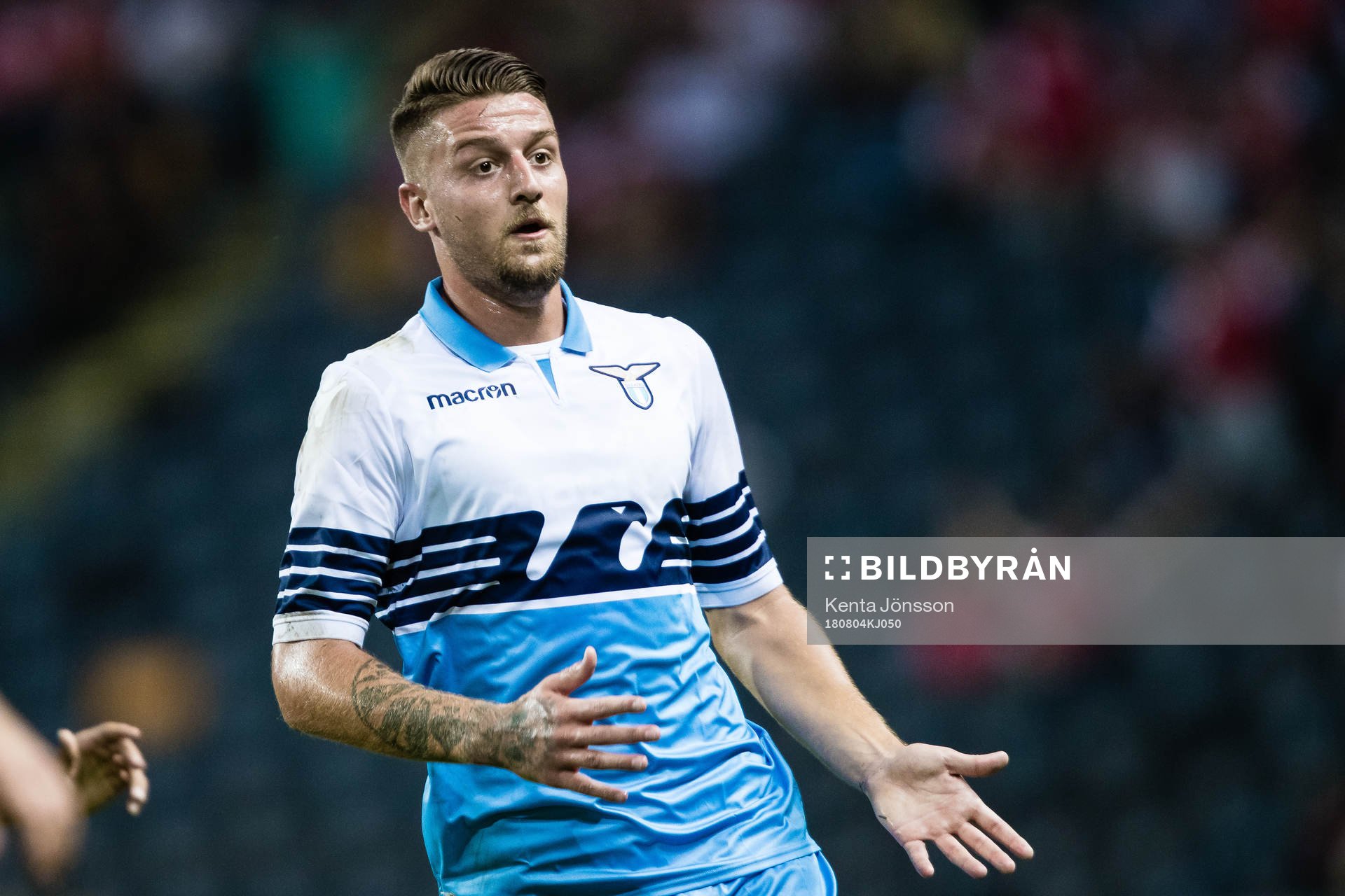 Sergej Milinkovic-Savic of Lazio during the International Champions Cup match between Arsenal and Lazio on August 4, 2018 in Stockholm. 
