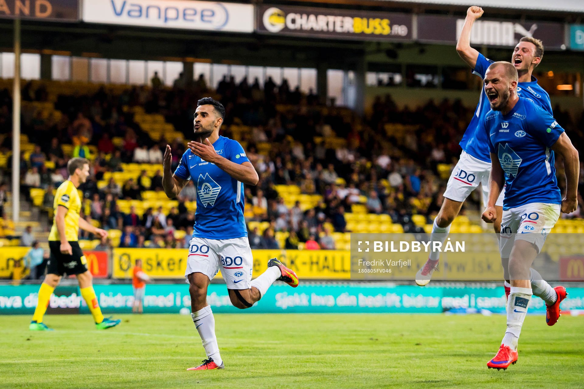 Etzaz Hussain of Molde celebrates