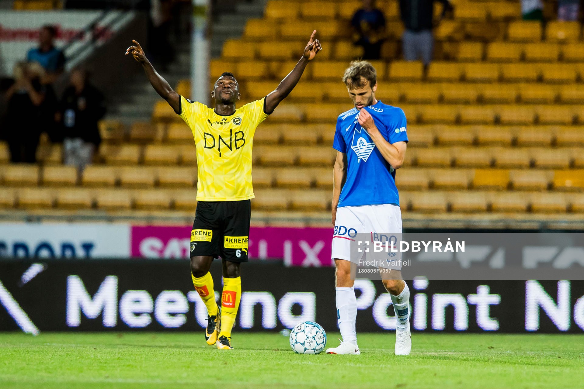 Ifeanyi Mathew of Lillestrøm celebrates and Magnus Eikrem