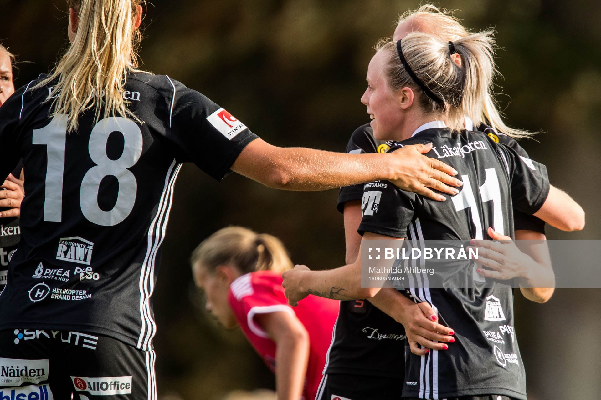 Piteås Cecilia Edlund jublar under fotbollsmatchen i damallsvenskan mellan LB07 och Piteå den 5 augusti 2018 in Malmö.