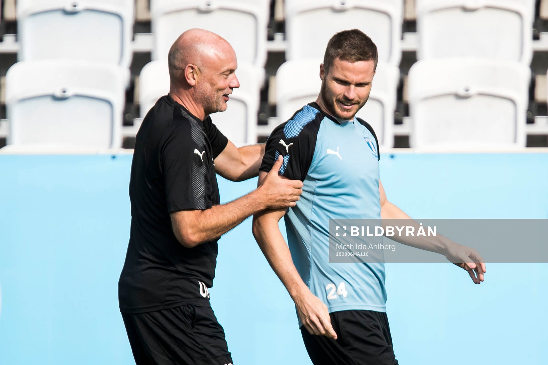 Head coach Uwe Rösler and Lasse Nielsen of Malmö FF