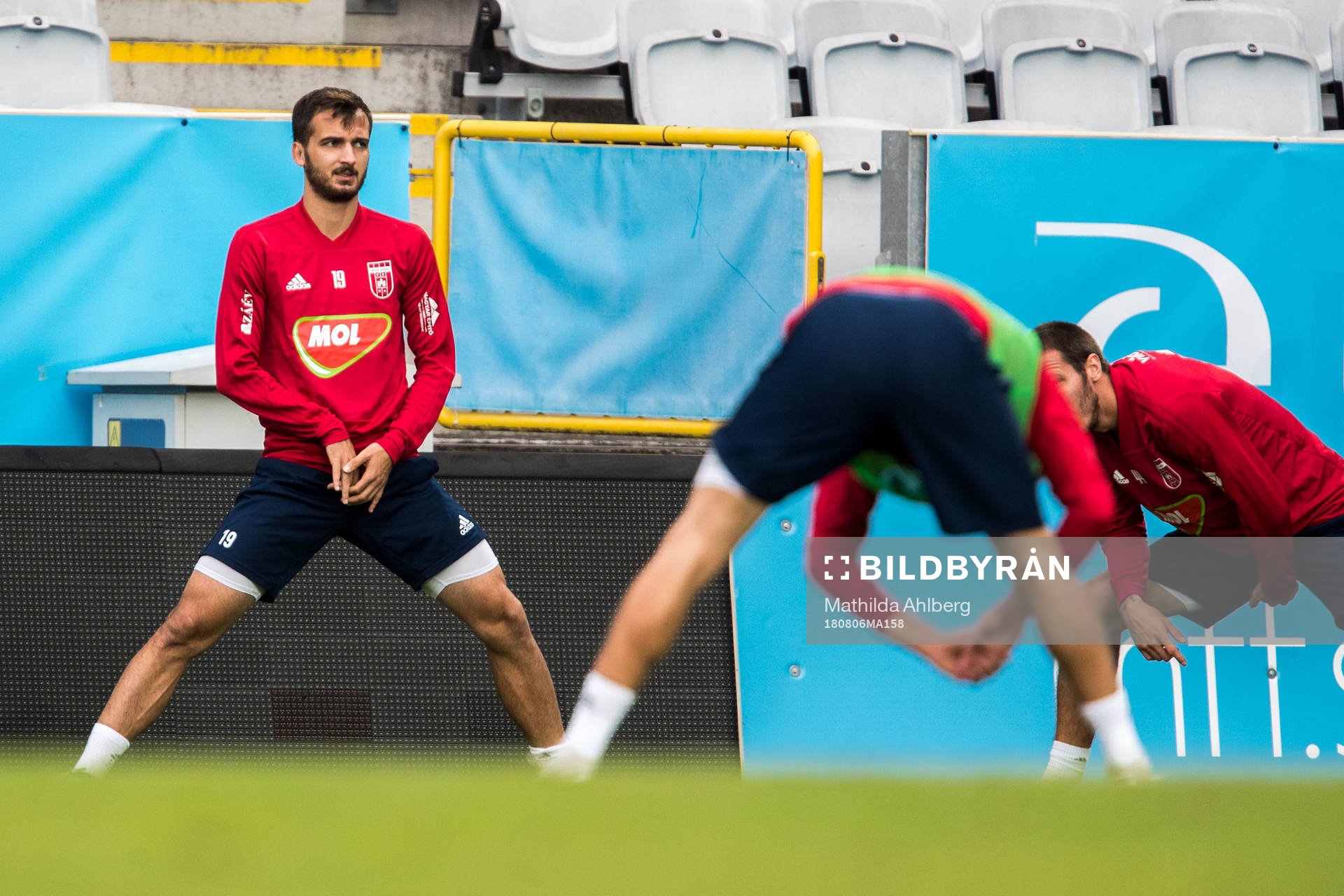 Boban Nikolov of Vidi during a practice ahead of the UEFA Champions League qualifying match between Malmö FF and Vidi on August 6, 2018 in Malmö.