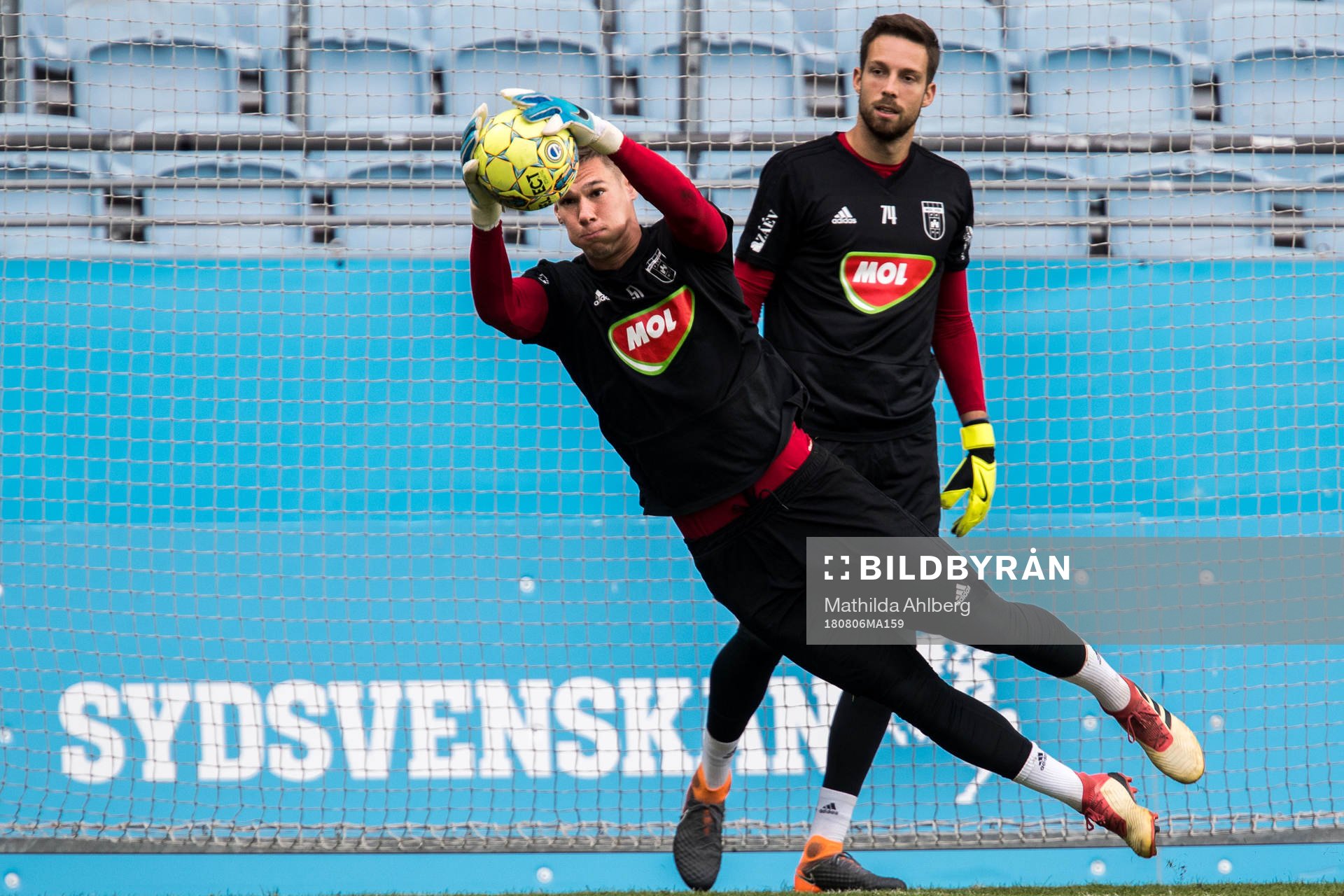 András Hársfalvi of Vidi during a practice ahead of the UEFA Champions League qualifying match between Malmö FF and Vidi on August 6, 2018 in Malmö.