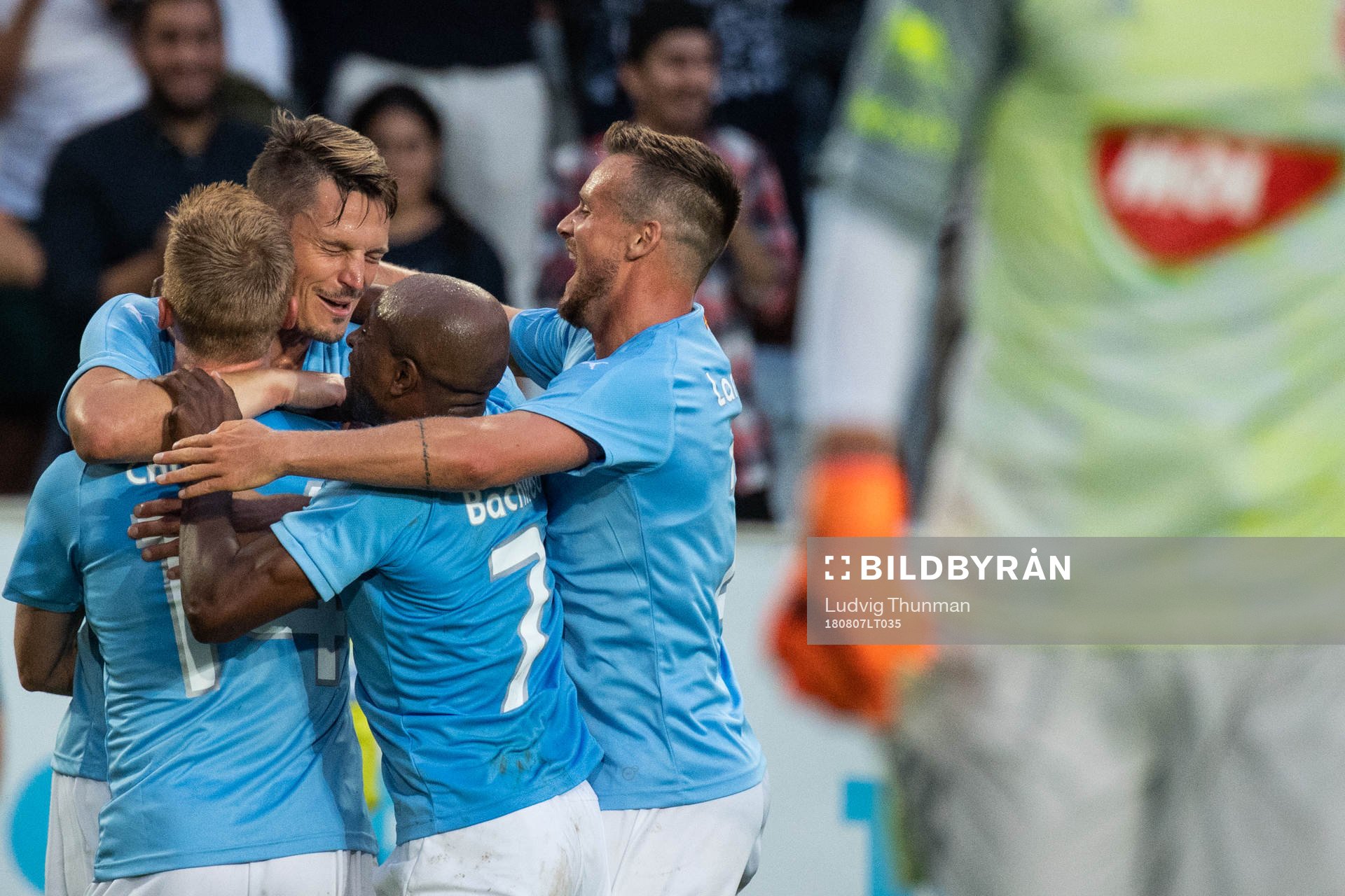 Markus Rosenberg celebrates with Anders Christiansen of