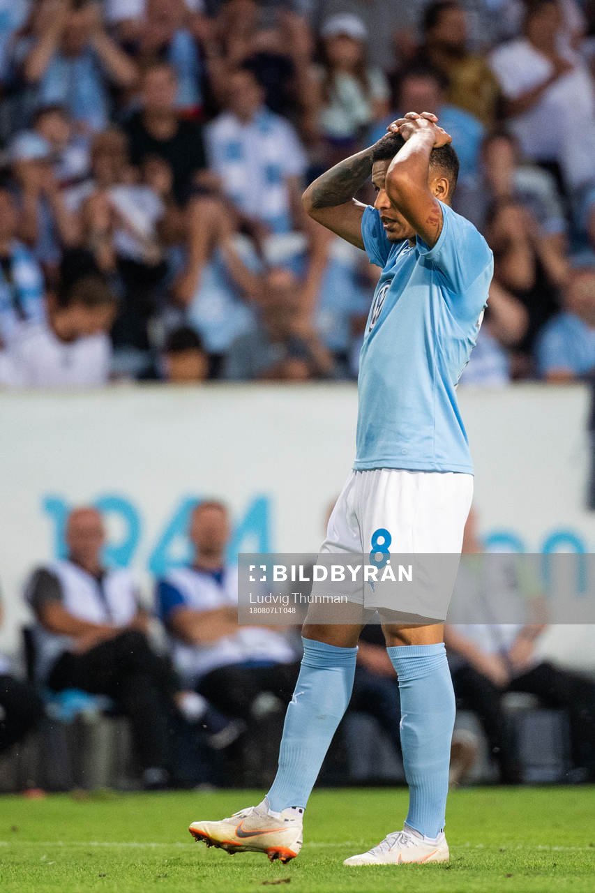 Romain Gall and Anders Christiansen of Malmö FF look