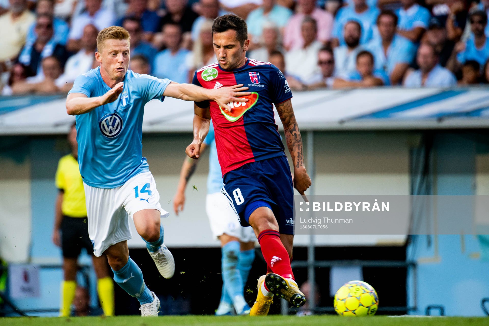 Anders Christiansen of Malmö FF and Anel Hadzic of Vidi