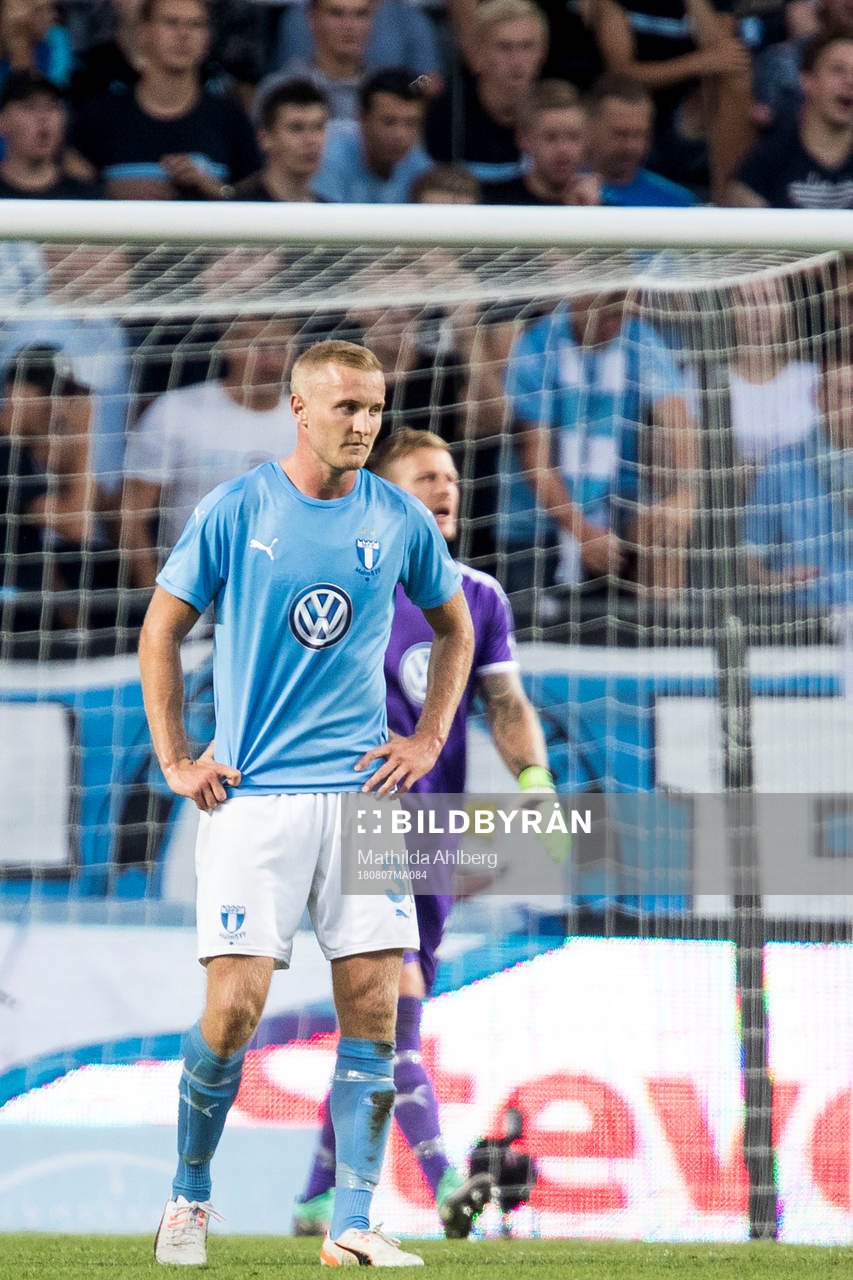 Franz Brorsson of Malmö FF looks dejected