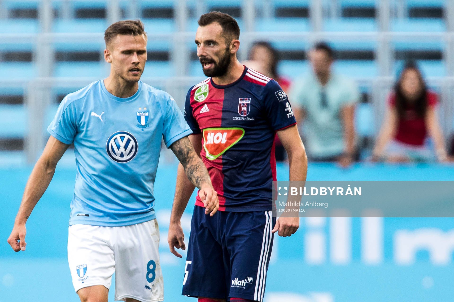 Arnór Ingvi Traustason of Malmö FF and Attila Fiola of