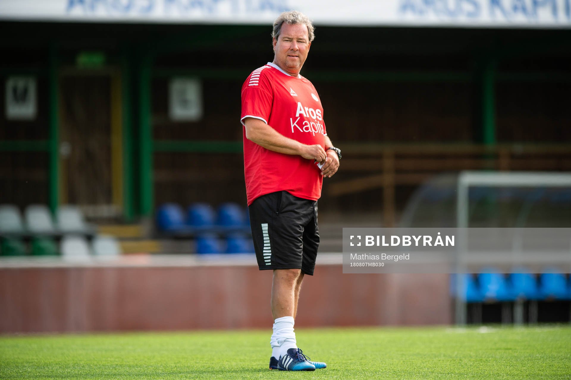 Tränare Stefan Rehn under en träning med fotbollslaget Utsikten den 7 augusti 2018 i Göteborg.