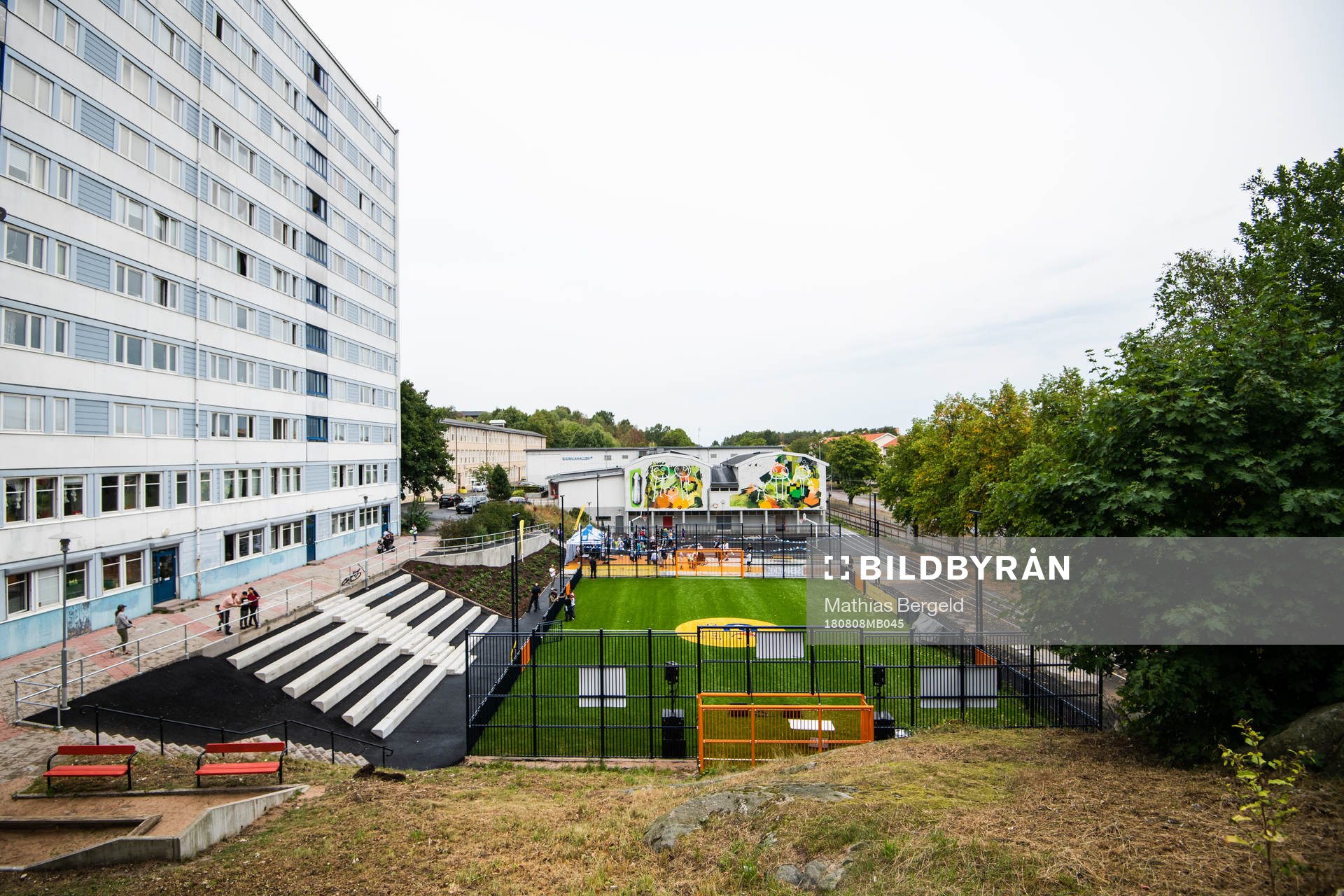 Vy över planen inför invigningen av den första fotbollsplanen i Planer för Framtiden den 8 augusti 2018 i Göteborg.