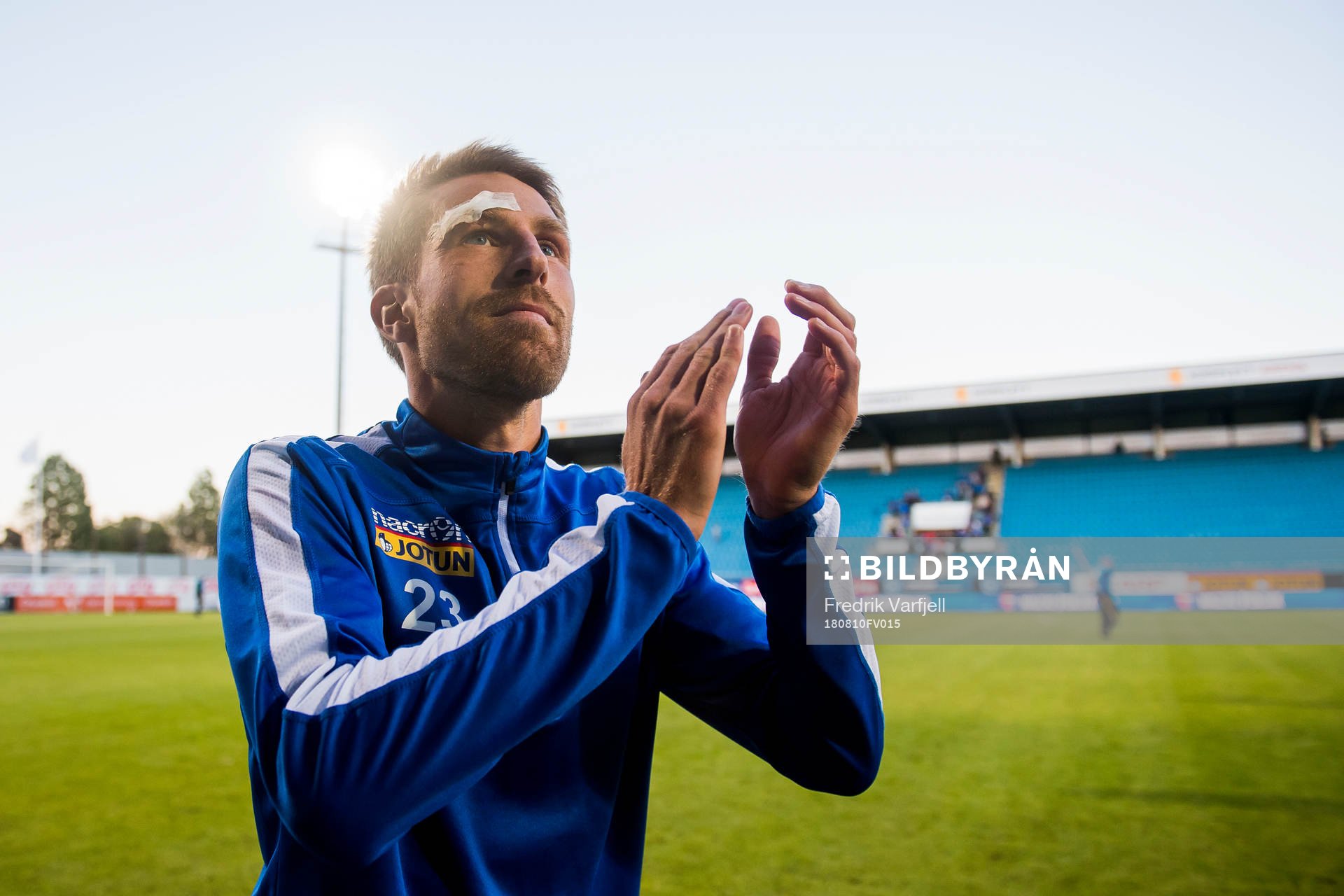 Ole Breistøl of Sandefjord celebrates after the Eliteserien match between Sandefjord and Tromsø on August 10, 2018 in Sandefjord.