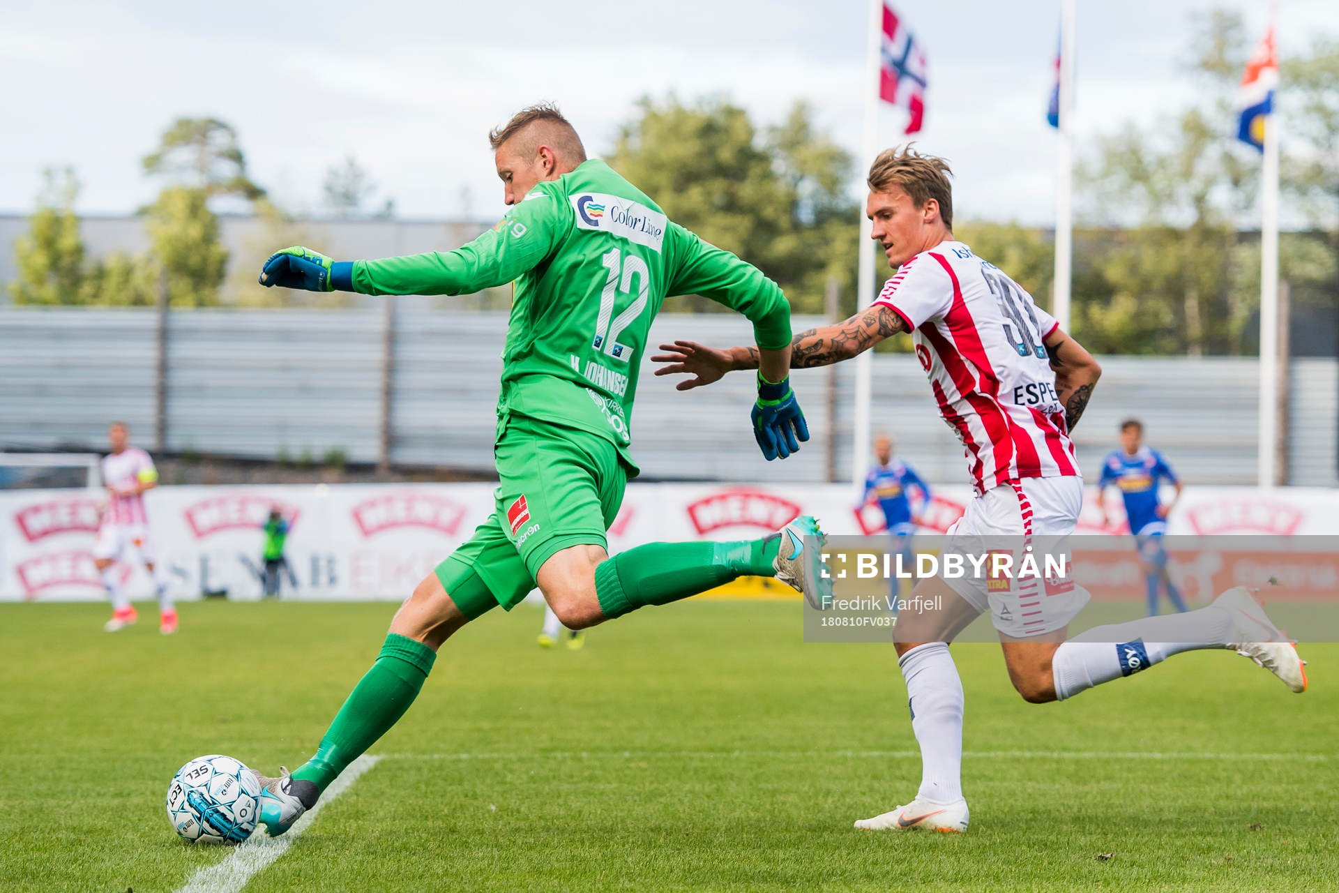 Goalkeeper Eirik Holmen Johansen of Sandefjord and Runar