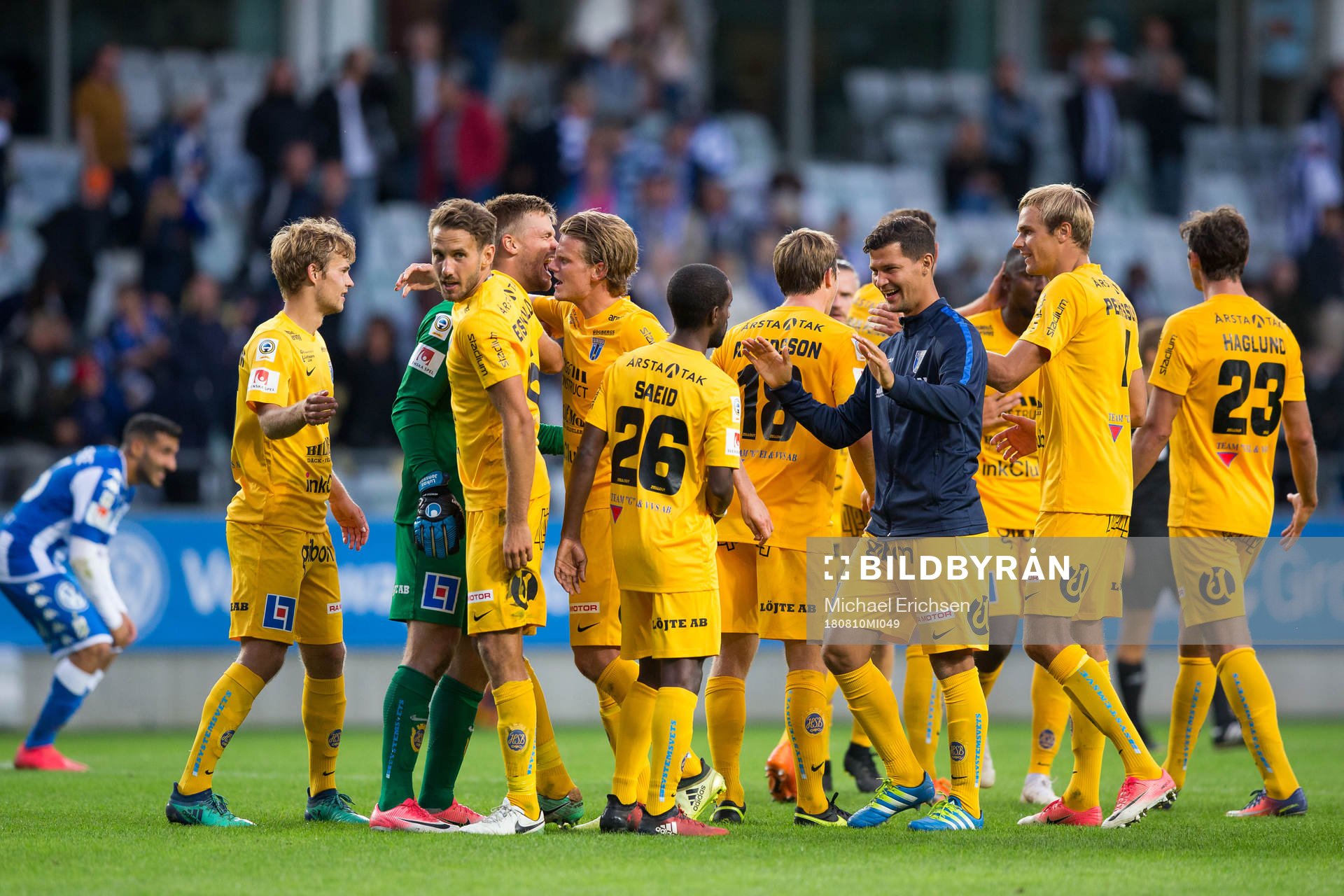 Sirius jublar efter fotbollsmatchen i allsvenskan mellan IFK Göteborg och Sirius den 10 augusti 2018 i Göteborg.