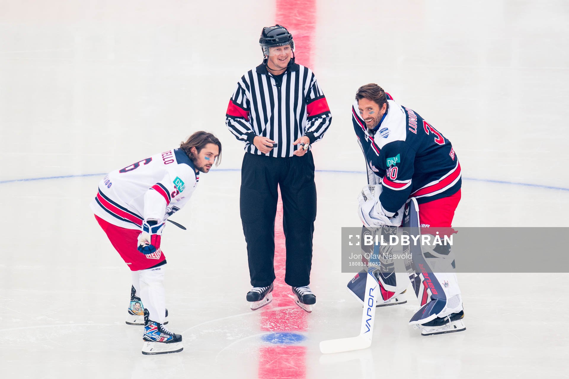 Mats Zuccarello of Team Zucca and Henrik Lundqvist of Team