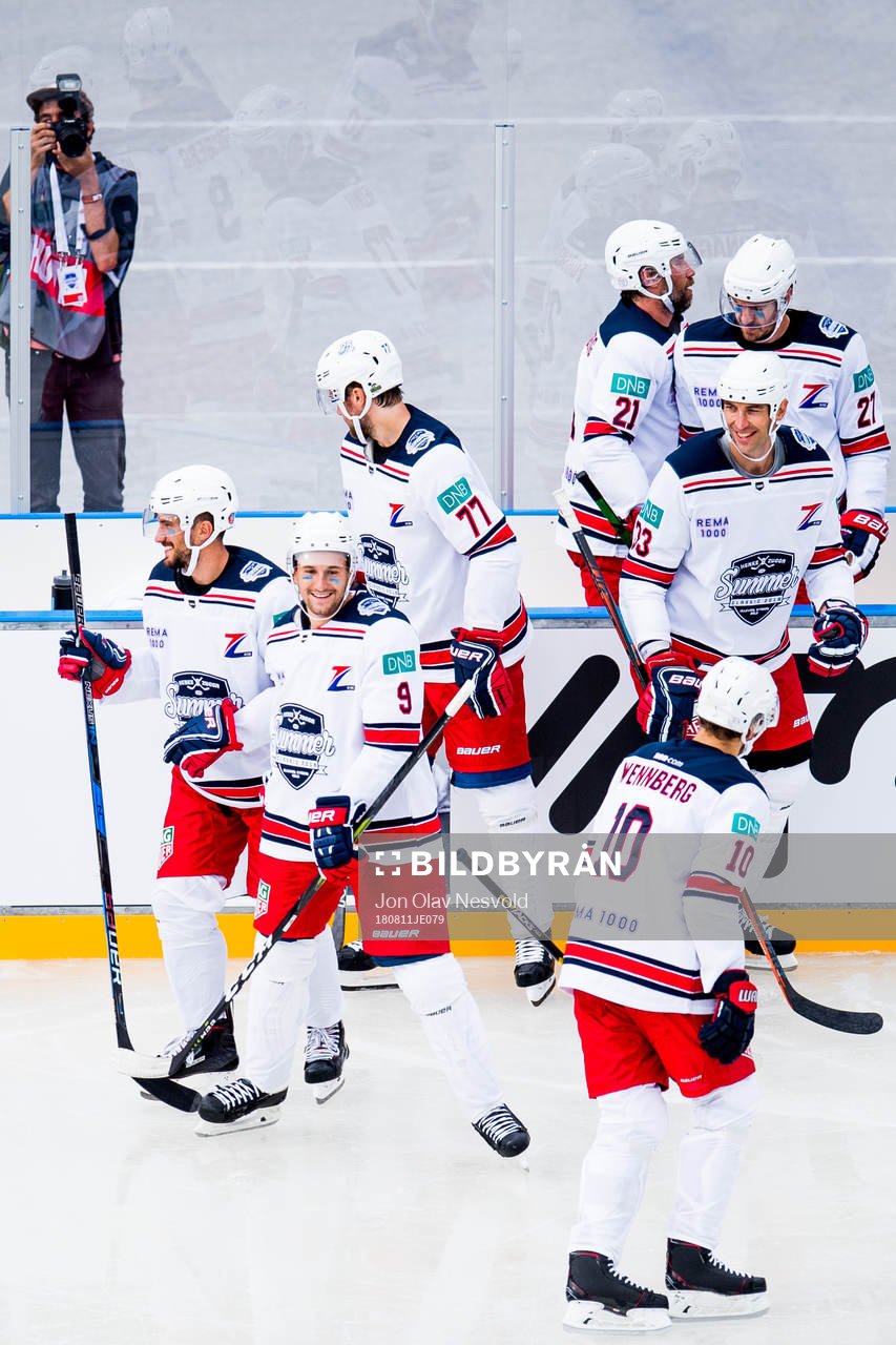 Filip Forsberg of Team Zucca celebrates a goal with his
