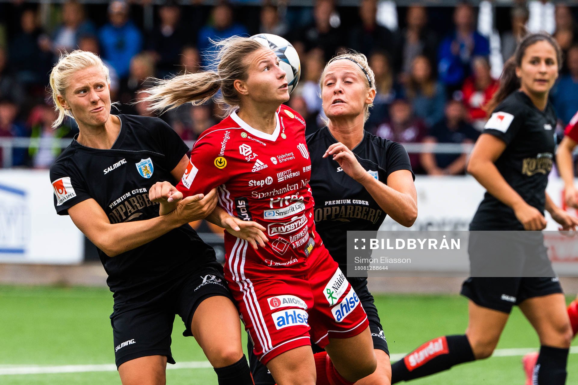 Piteås Selina Henriksson under fotbollsmatchen i Damallsvenskan mellan Piteå och Kopparbergs/Göteborg den 12 augusti 2018 i Piteå.