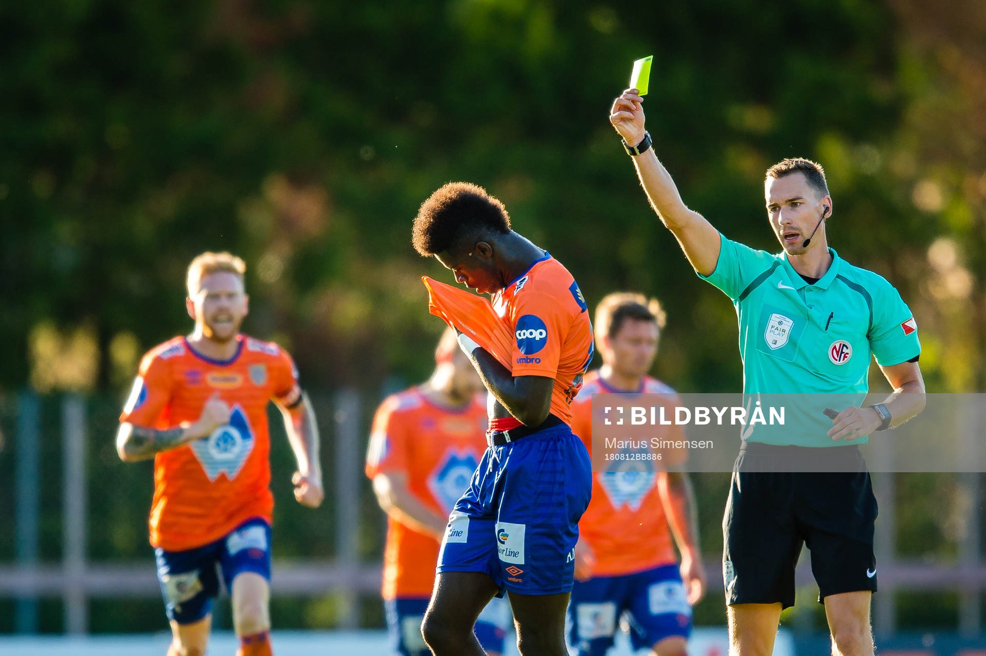 Pape Habib Gueye of Aalesund gets a yellow card