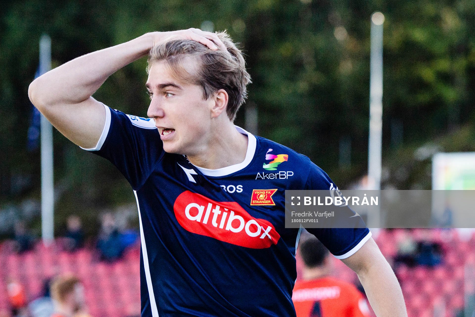 Kristian Thorstvedt of Viking reacts
