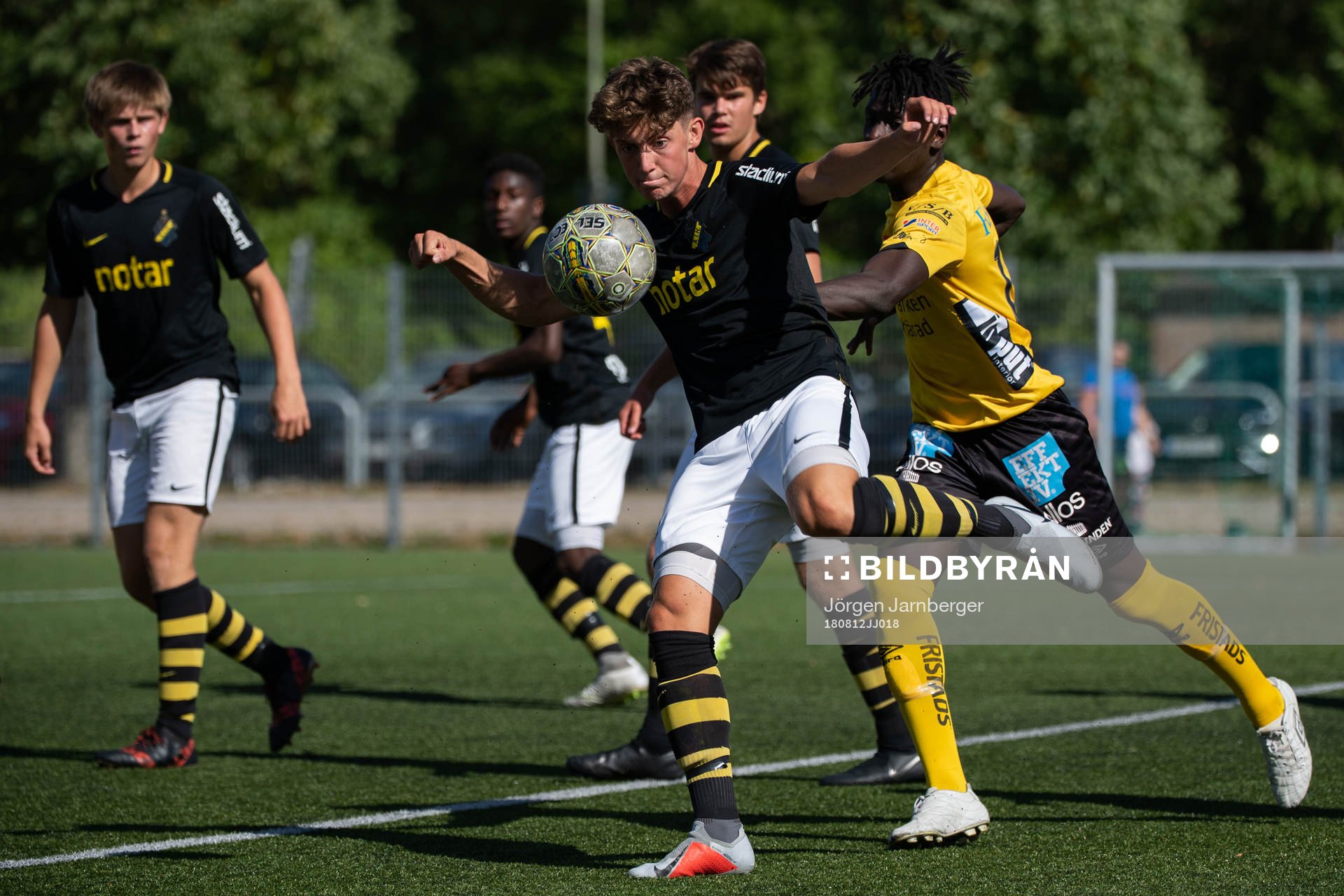 AIKs Daniel Lundmark under fotbollsmatchen i U17 Allsvenskan mellan Elfsborg och AIK den 12 augusti 2018 i Borås.