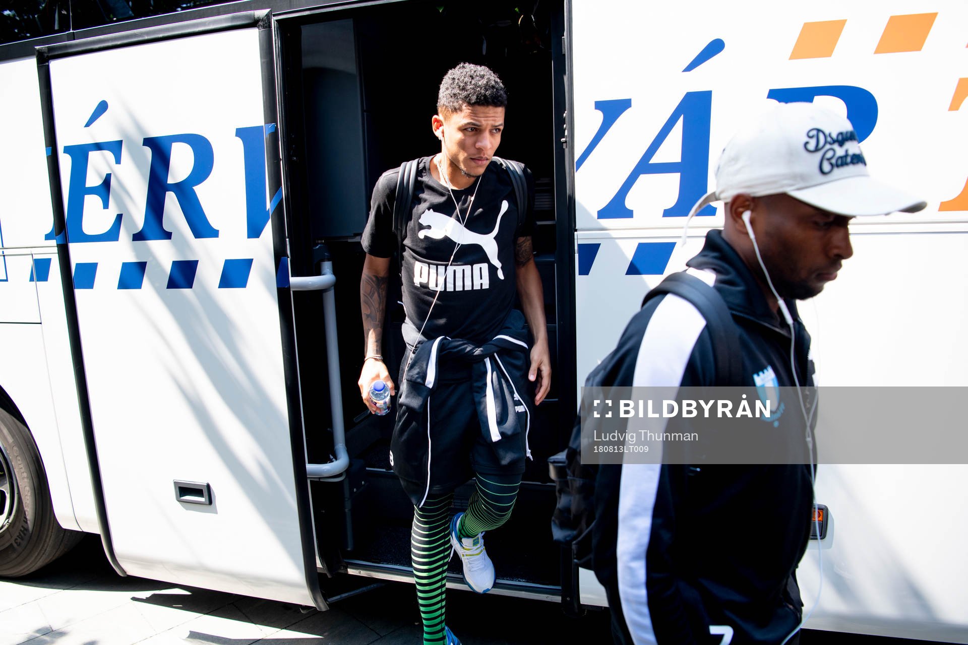 Romain Gall of Malmö FF arrives at the hotel