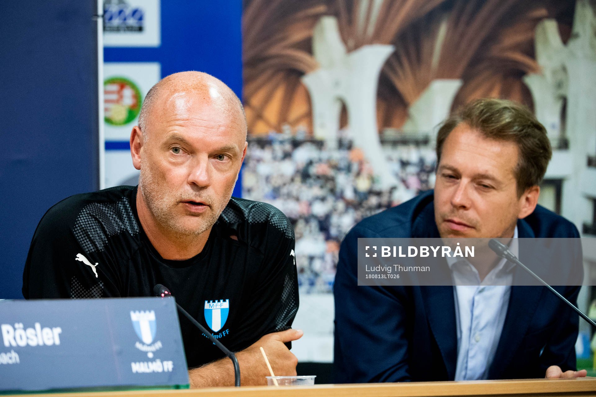 Head coach Uwe Rösler and press officer Peter Åhlander of
