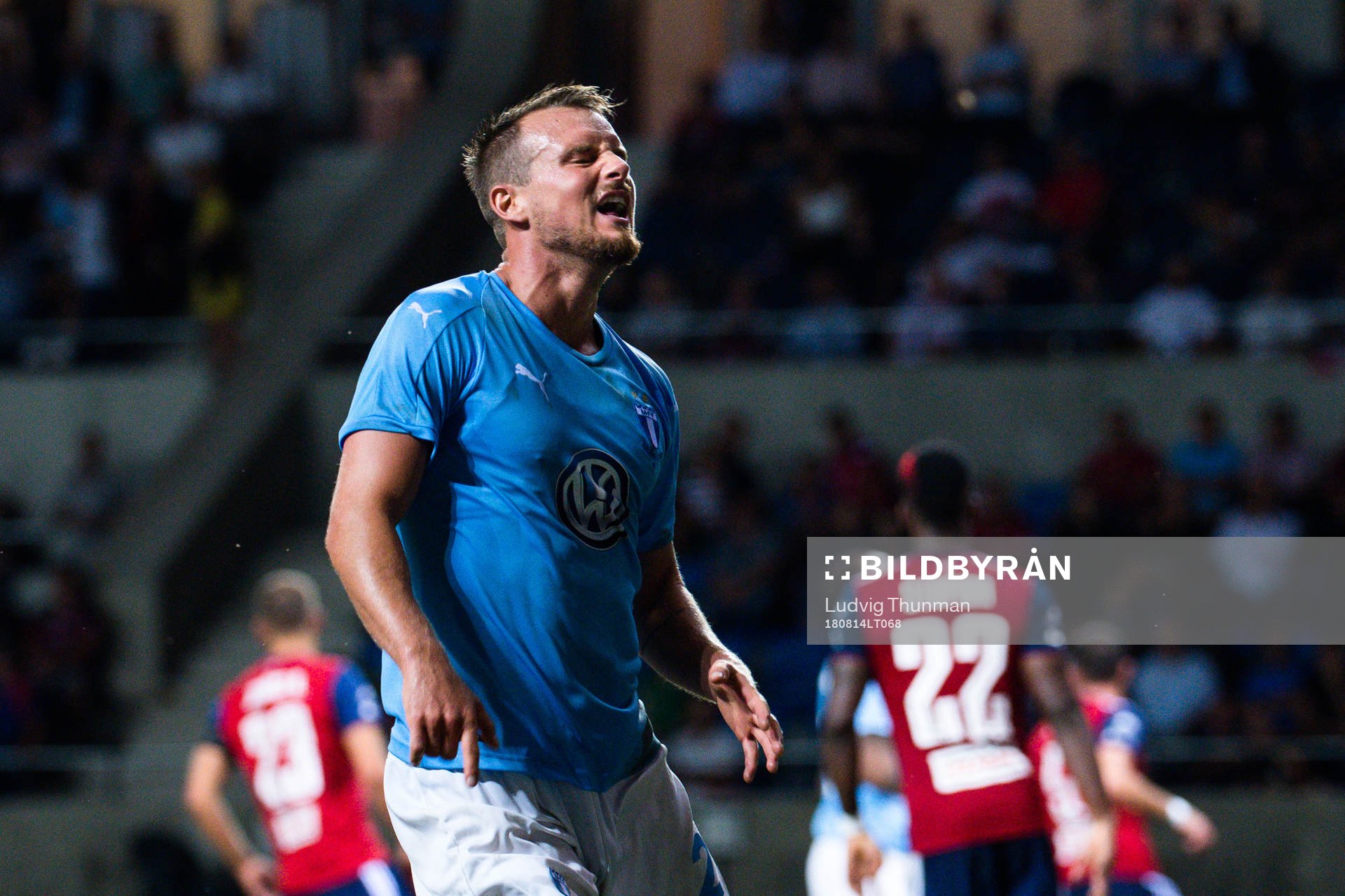 Eric Larsson of Malmö FF looks dejected