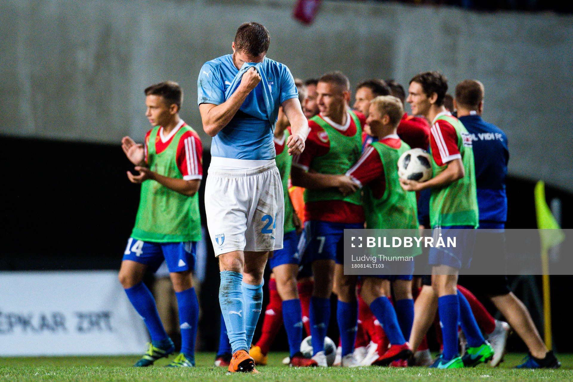 Lasse Nielsen  of Malmö FF looks dejected