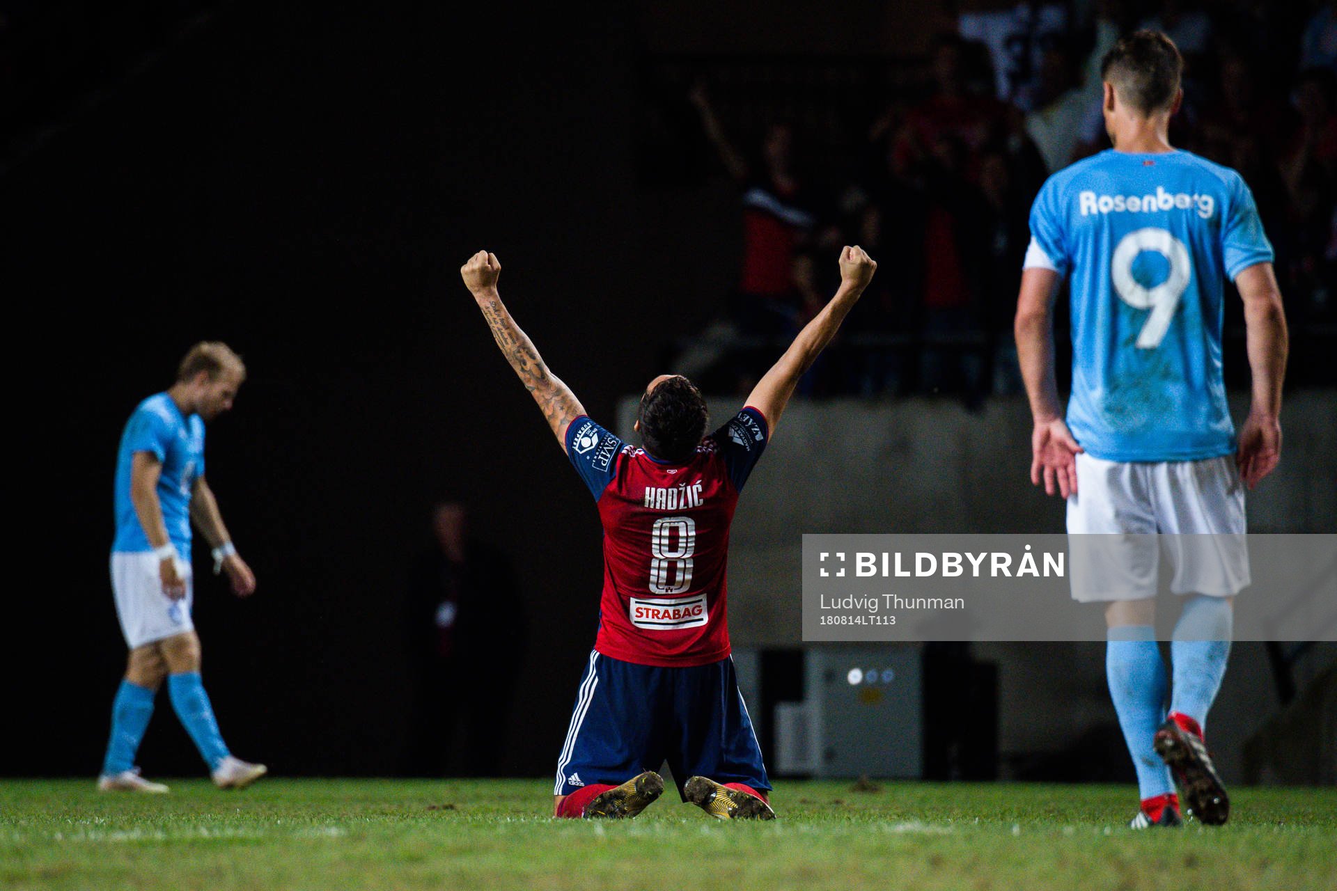  Anel Hadzic of Vidi celebrates after the UEFA Champions League qualifying match between Vidi and Malmö FF on August 14, 2018 in Felcsut.