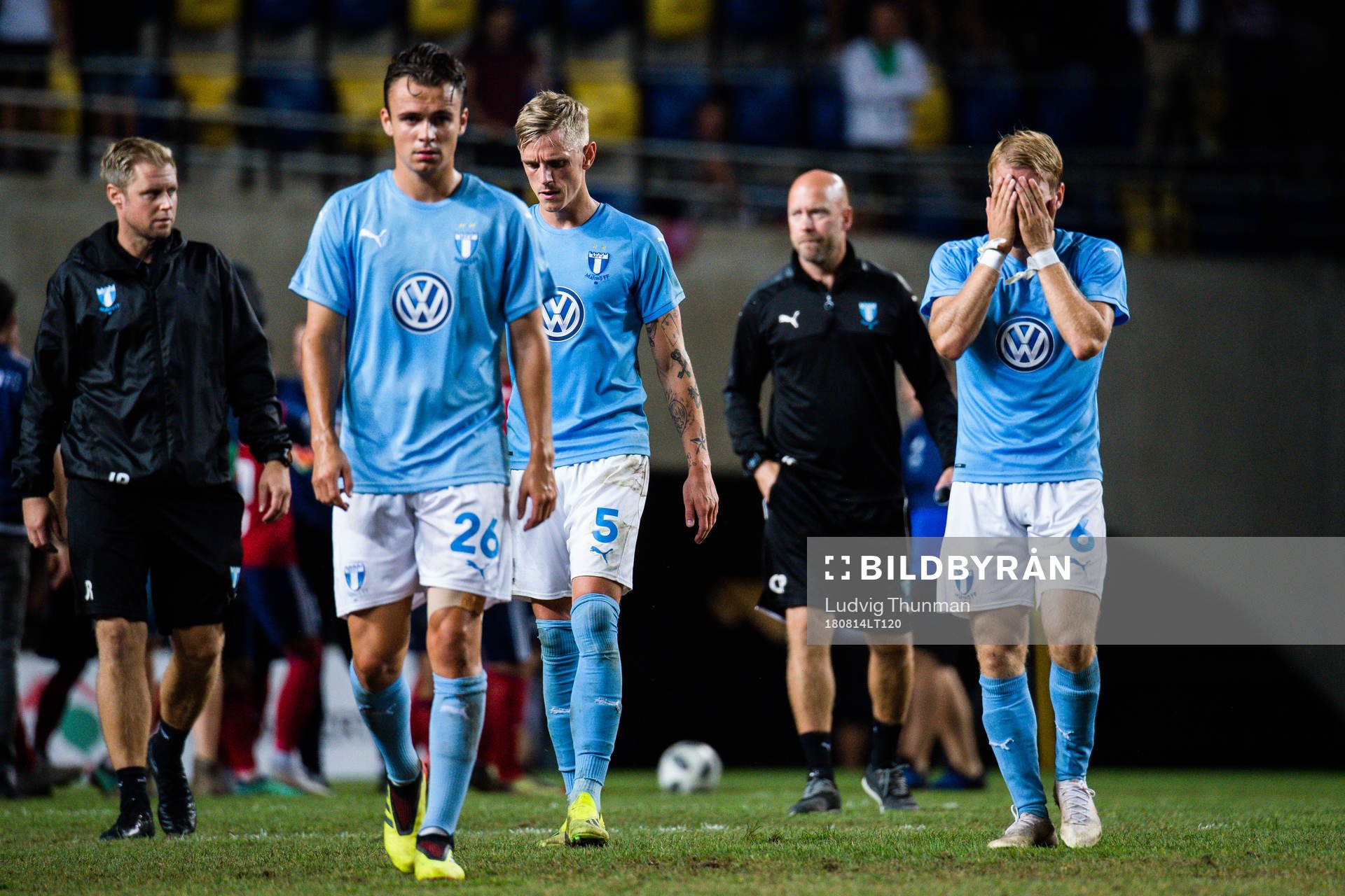 Oscar Lewicki  of Malmö FF looks dejected
