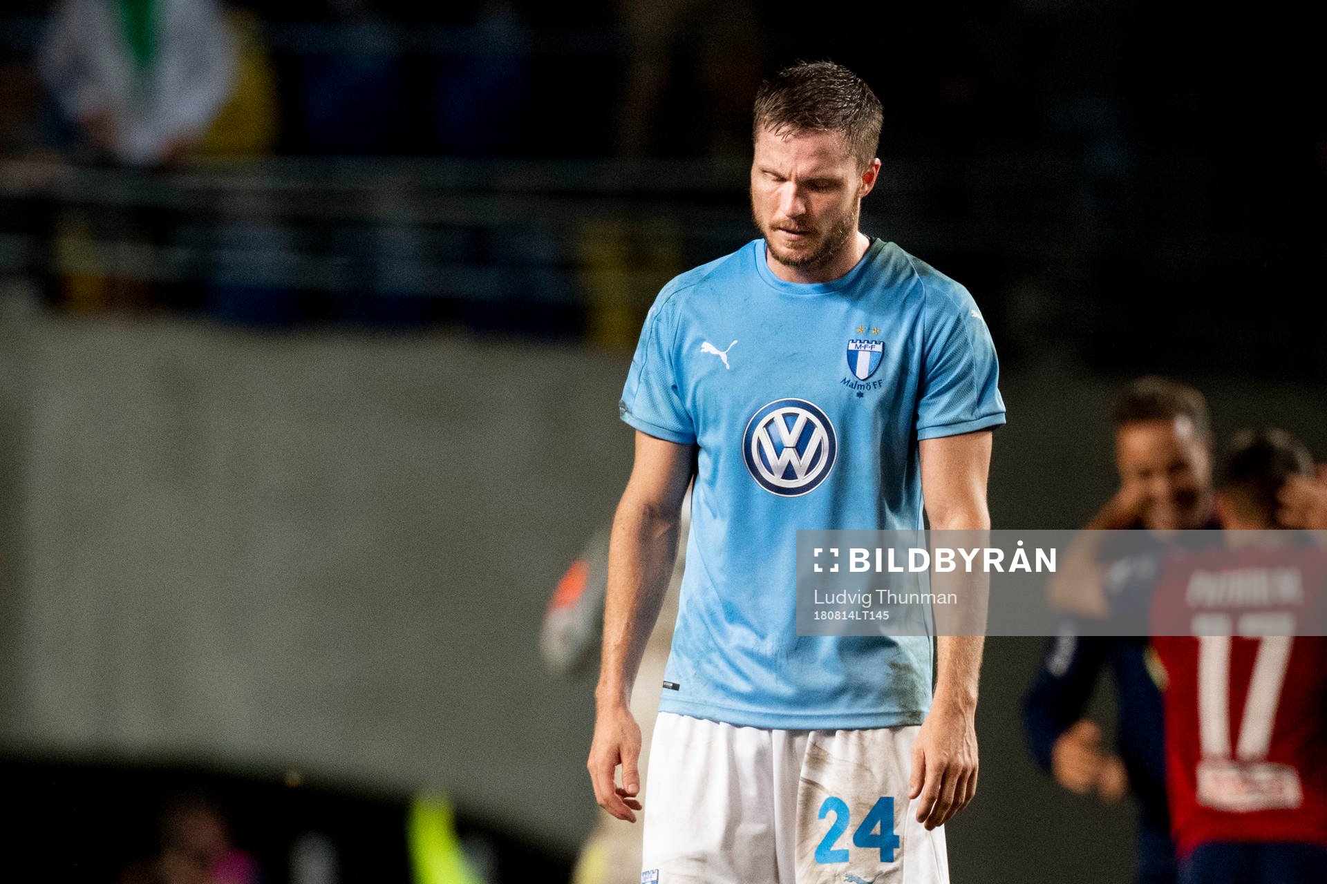 Lasse Nielsen of Malmö FF looks dejected