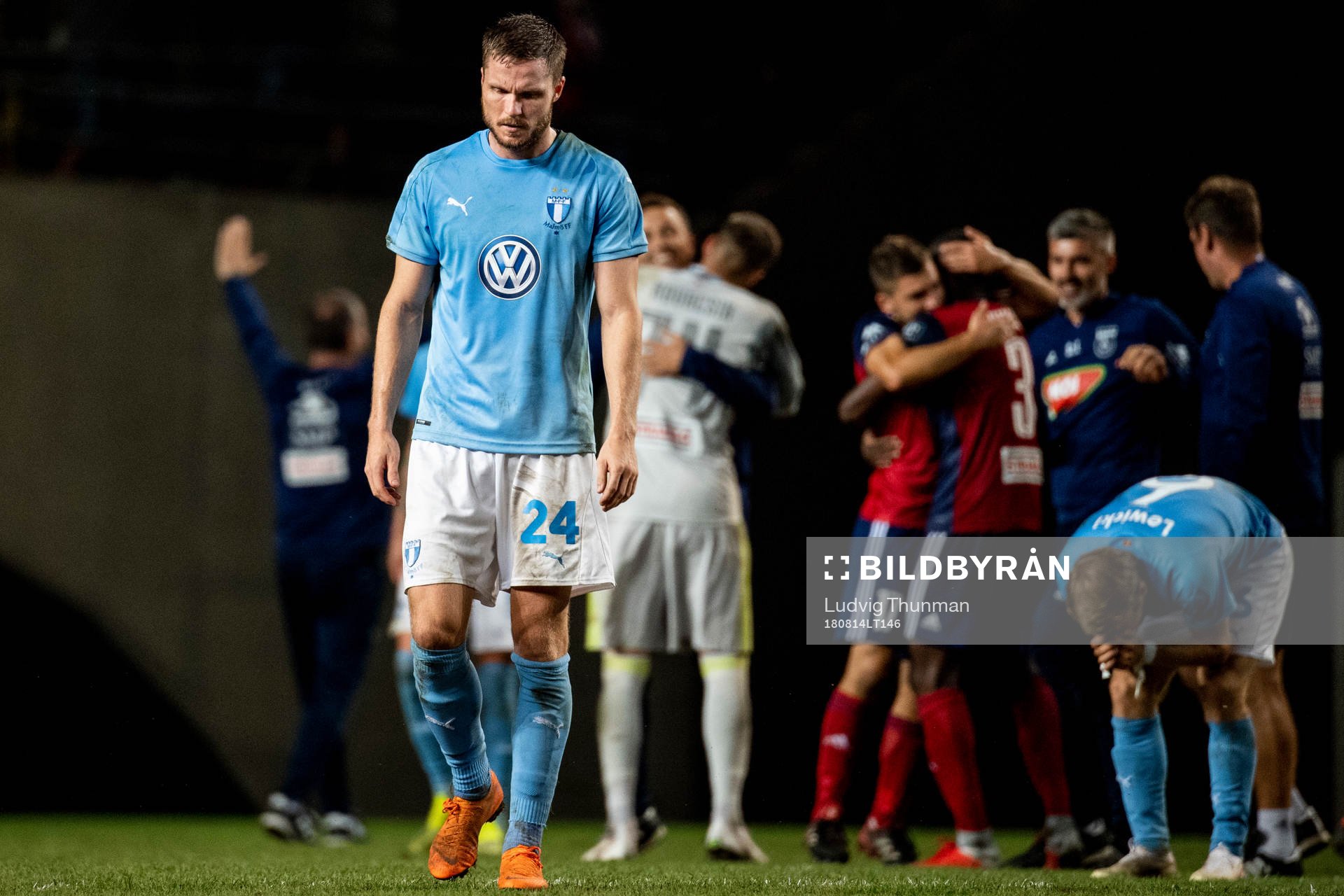 Lasse Nielsen of Malmö FF looks dejected