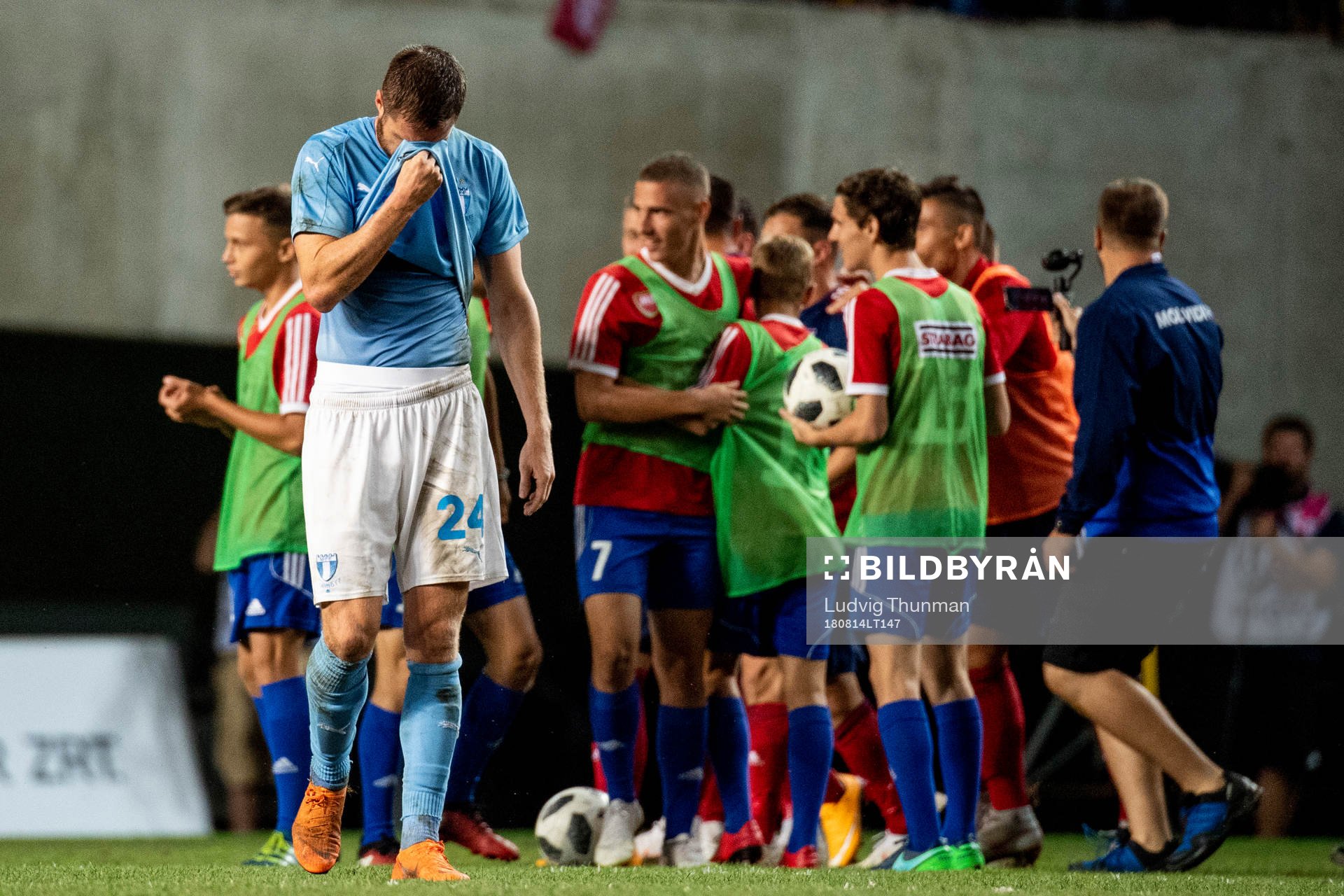 Lasse Nielsen of Malmö FF looks dejected
