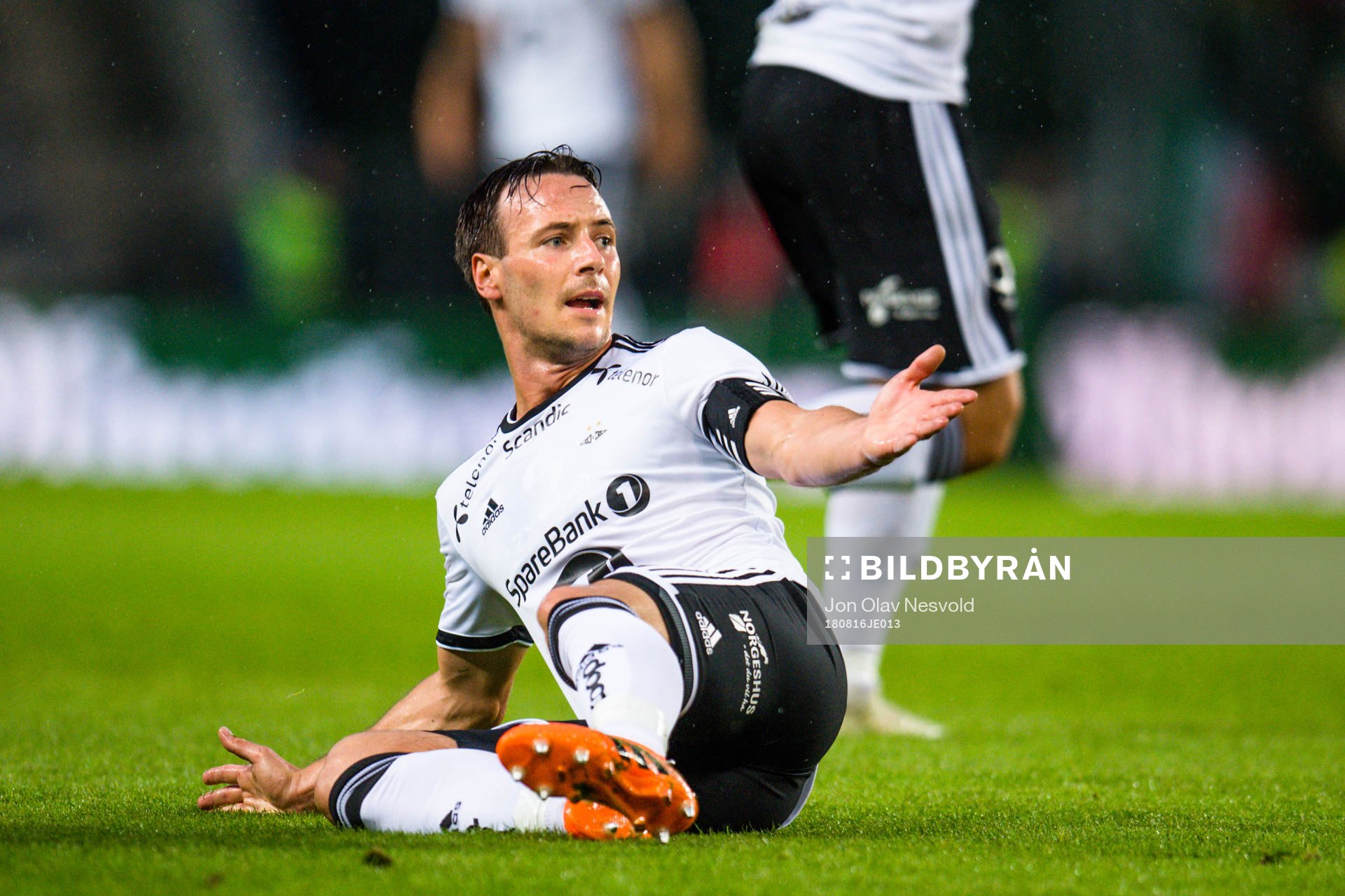Mike Jensen of Rosenborg reacts in the Europa League