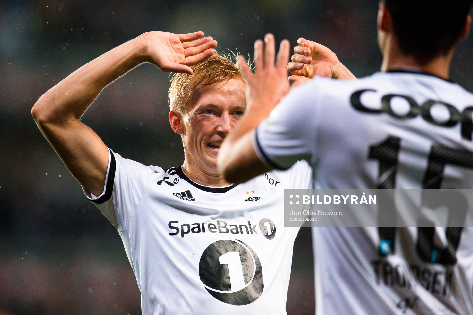 Birger Meling and Anders Trondsen of Rosenborg celebrates