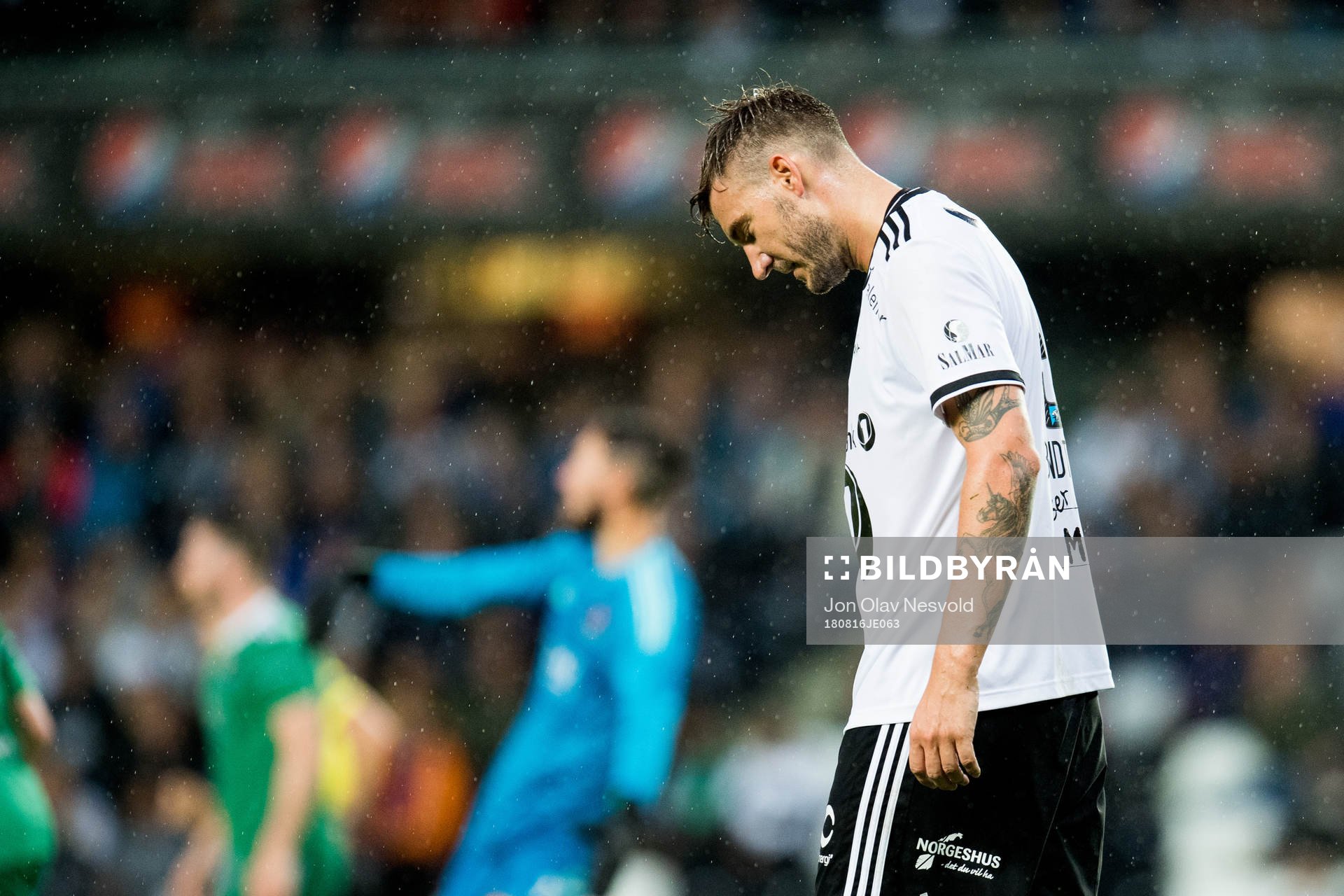 Nicklas Bendtner of Rosenborg looks dejected in the Europa