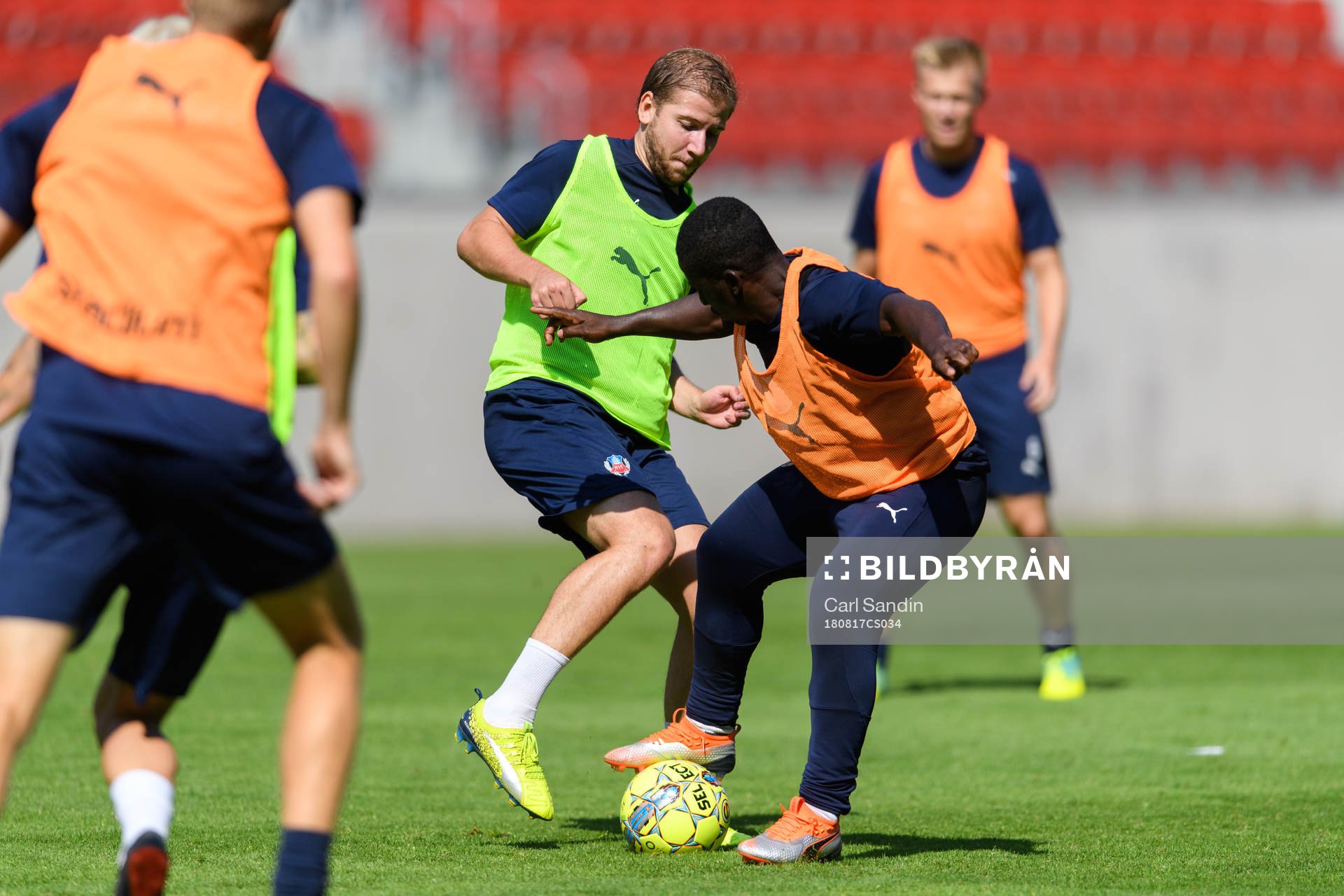 Darijan Bojanic och Thierry Zahui under en träning med Helsingborg den 1 juni 2016 i Helsingborg.