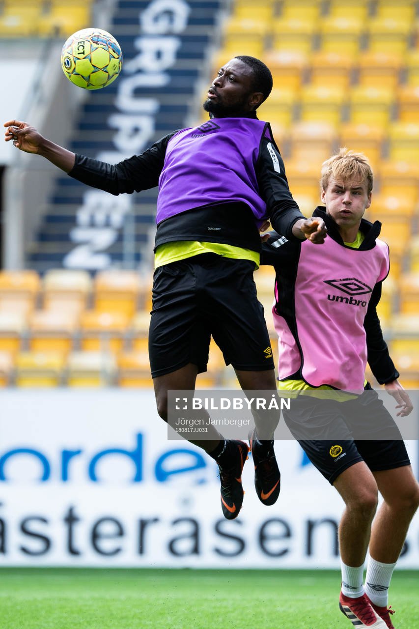 Chinedu Obasi under det Allsvenska fotbollslaget Elfsborgs träning den 17 augusti 2018 i Borås.