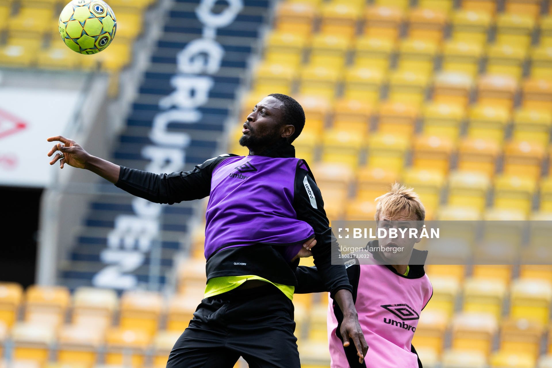 Chinedu Obasi under det Allsvenska fotbollslaget Elfsborgs träning den 17 augusti 2018 i Borås.