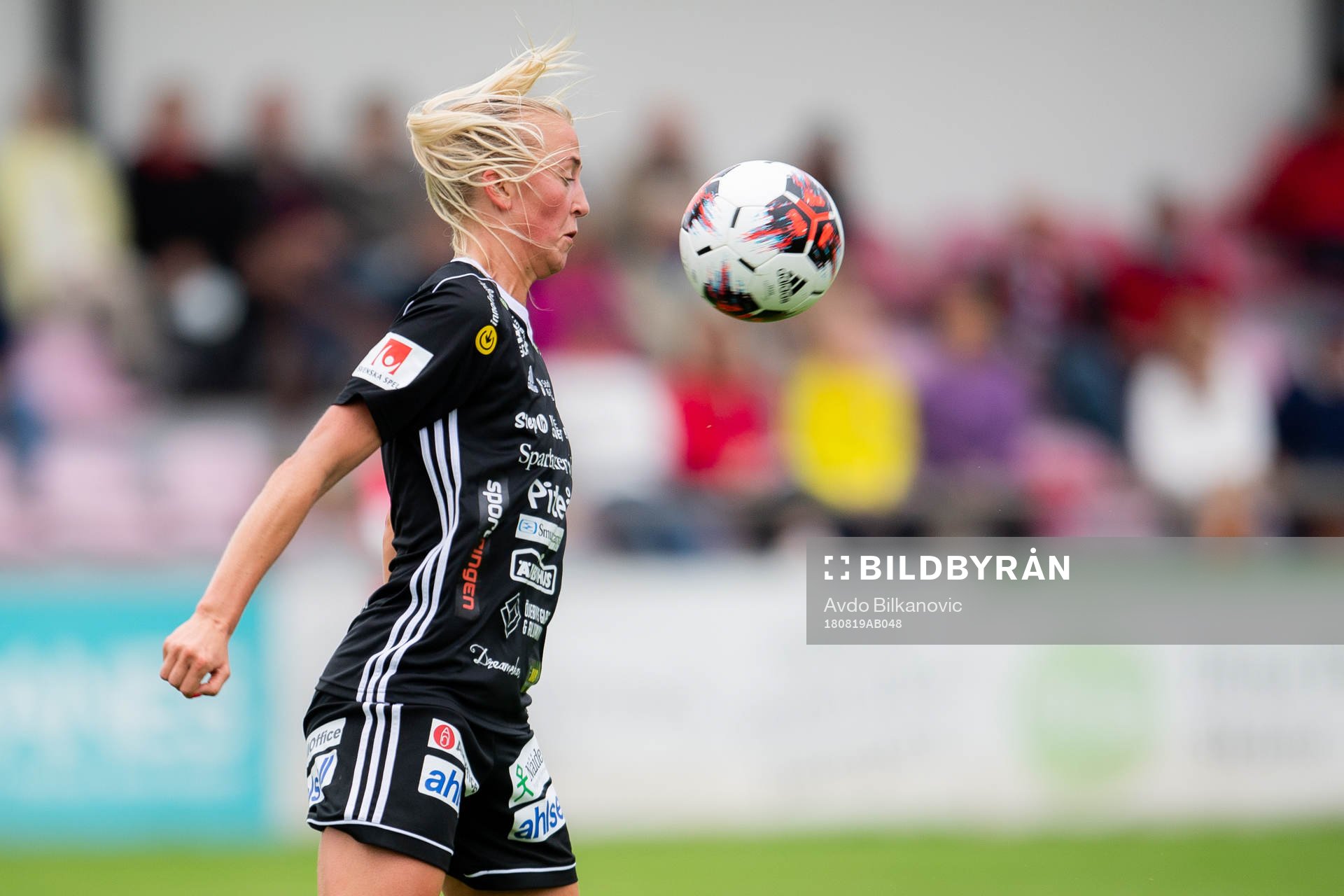 Vittsjös Alexandra Benediktsson under fotbollsmatchen i Damallsvenskan mellan Vittsjö och Piteå den 19 augusti 2018 i Vittsjö.