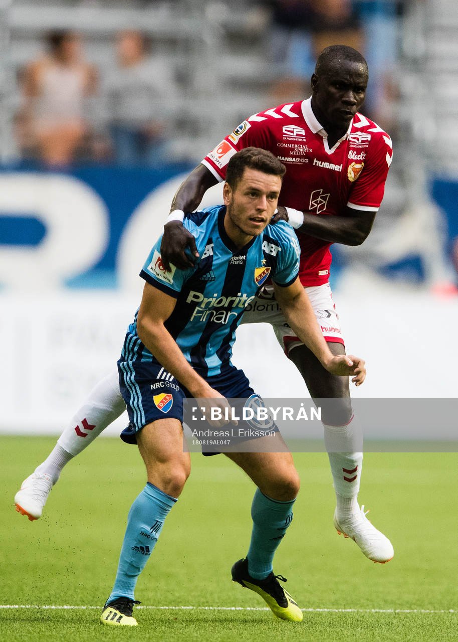 Kalmars Papa Alioune Diouf och Djurgårdens Kerim Mrabti