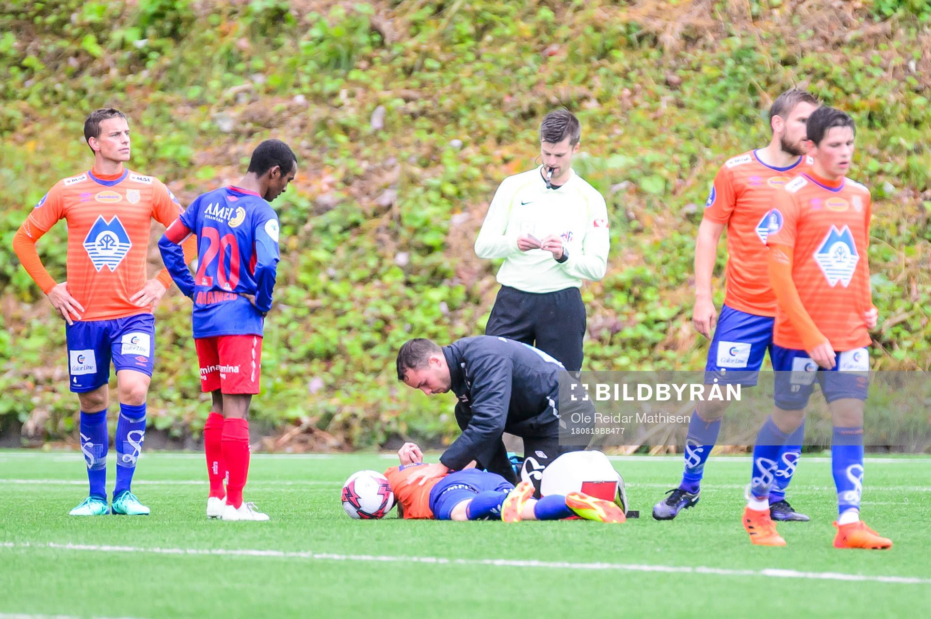 Fredrik Carlsen of Aalesund receives treatment