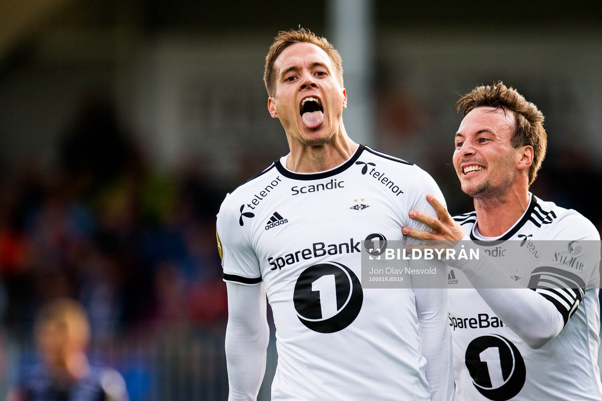 Anders Konradsen and Mike Jensen of Rosenborg celebrate the