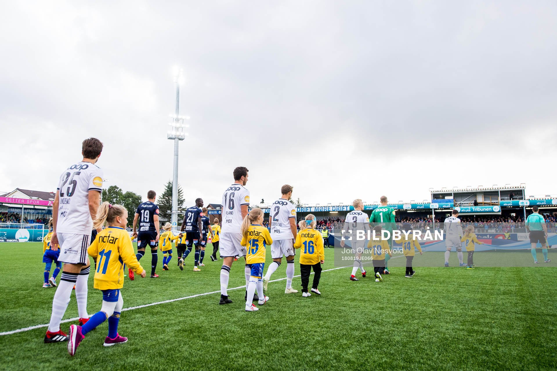 The players enter the pitch
