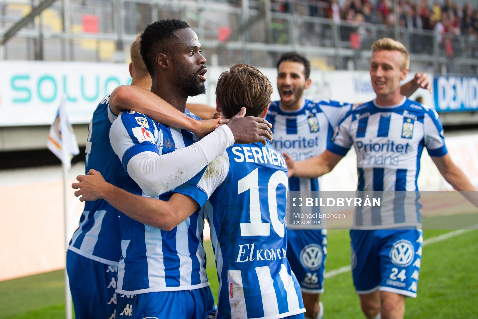 IFK Göteborgs Vajebah Kaliefah Sakor jublar med lagkamrater