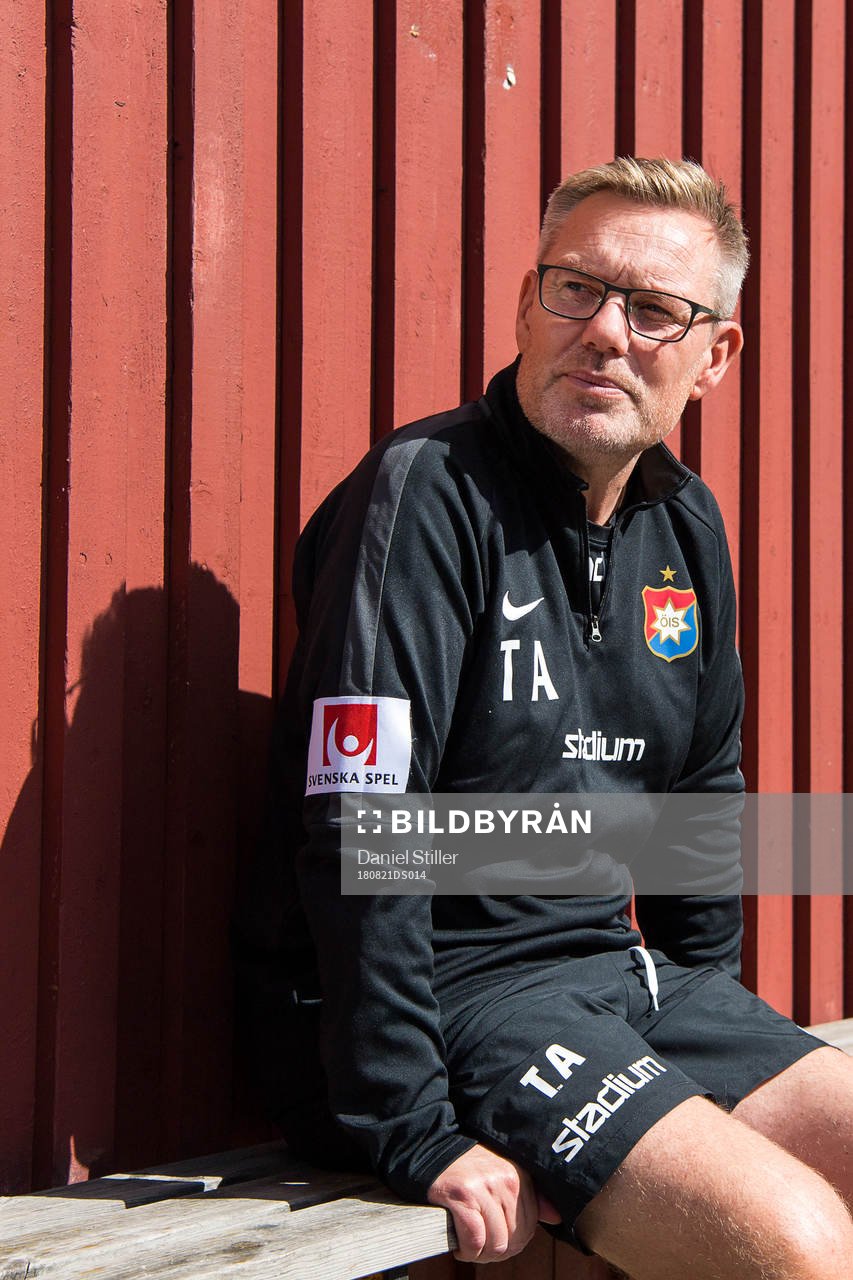 Örgrytes tränare Thomas Askebrand efter en träning den 21 augusti 2018 i Göteborg.