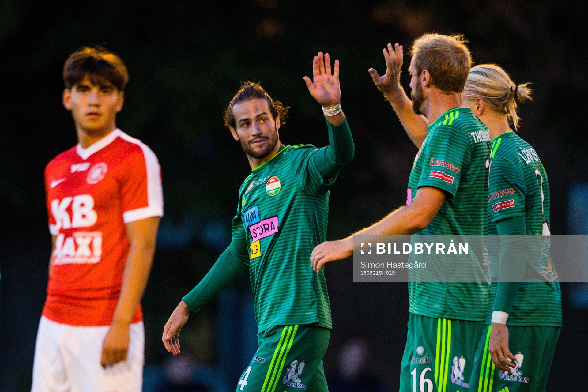Dalkurds Alex De John jublar efter 1-2 under fotbollsmatchen i Svenska Cupen mellan Karlberg och Dalkurd den 21 augusti 2018 i Stockholm.