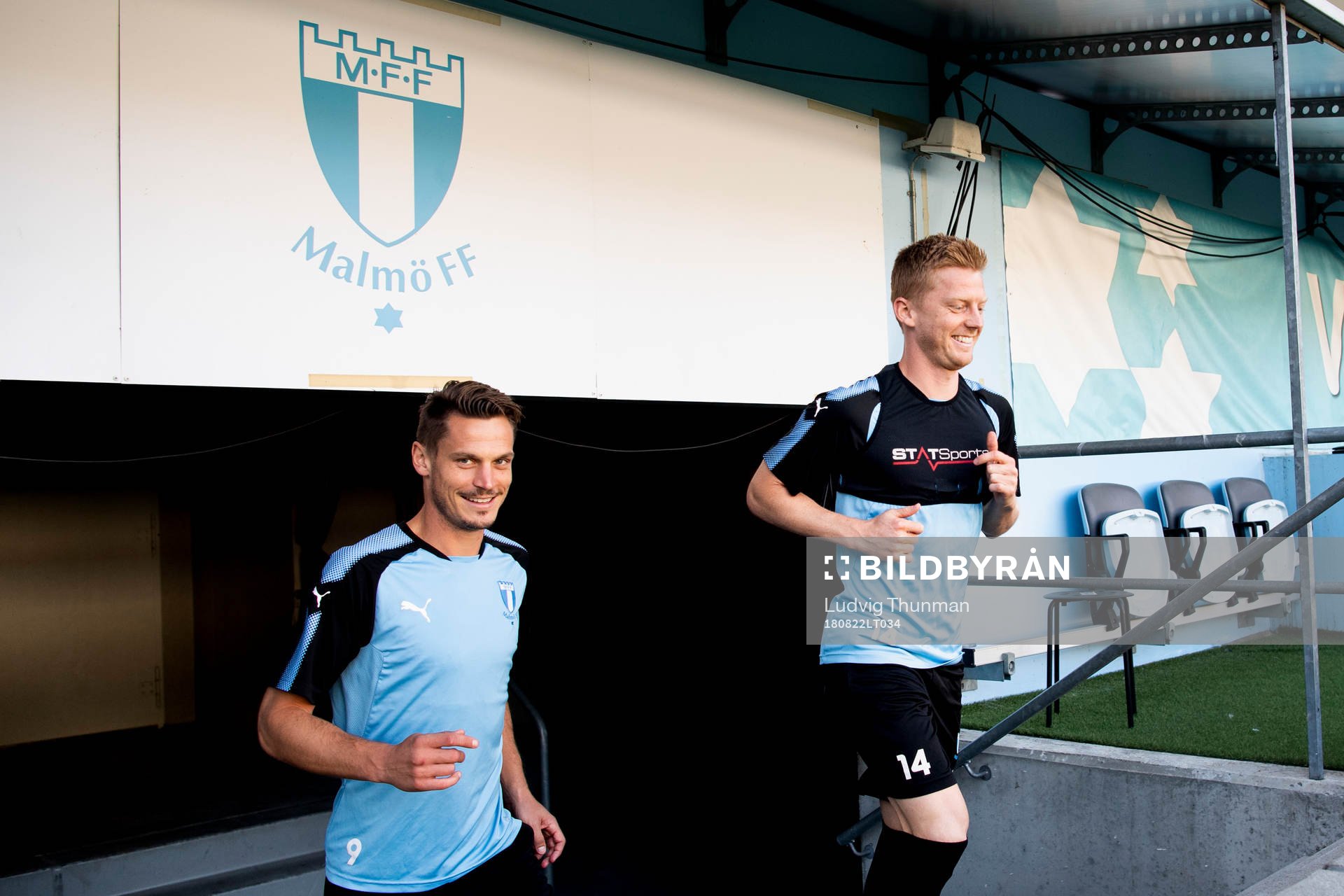 Markus Rosenberg and Anders Christiansen heading for the