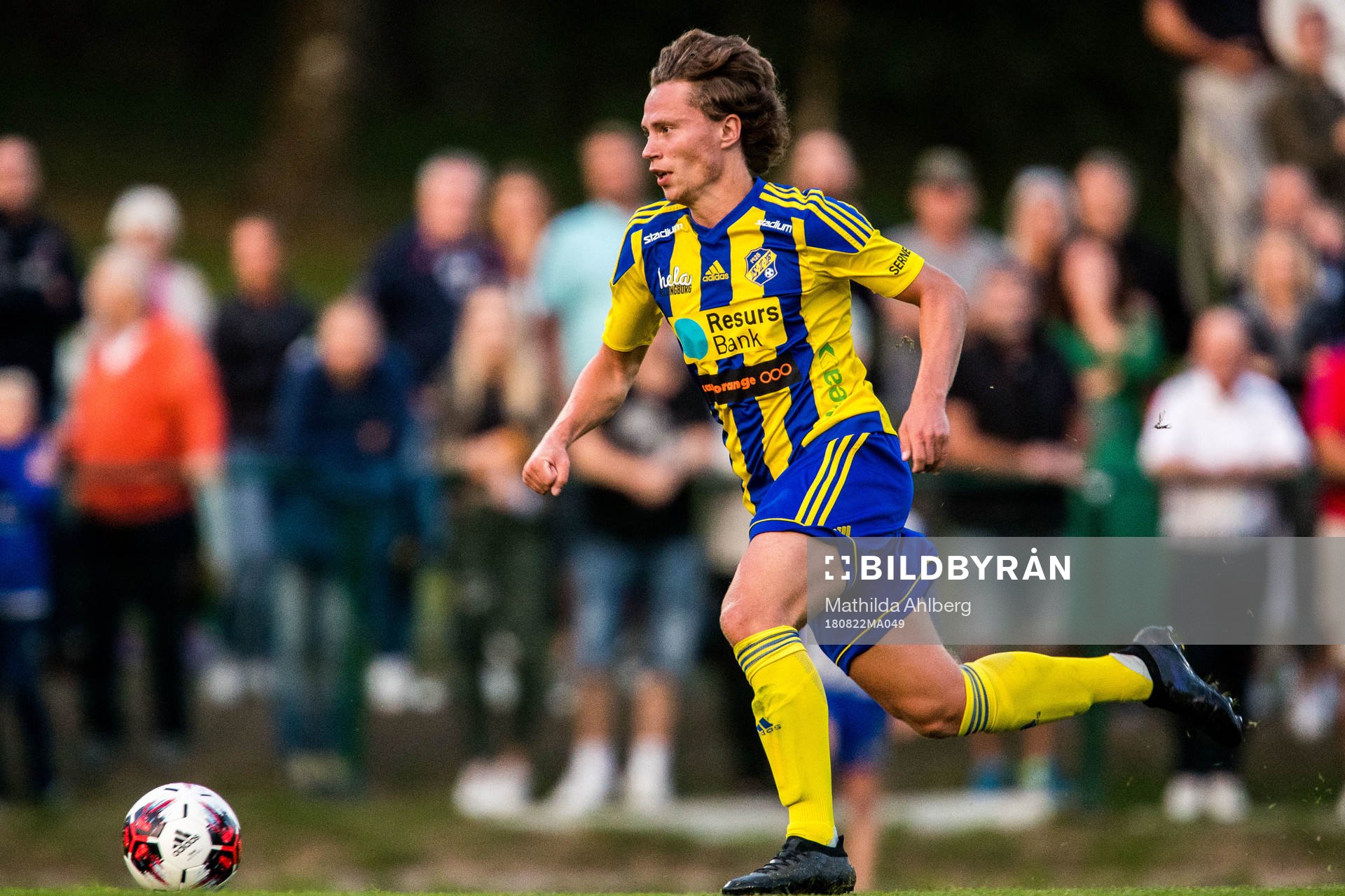 Eskilsminnes Filip Ottosson under fotbollsmatchen i Svenska cupen mellan Eskilsminne och Helsingborg den 22 augusti 2018 i Helsingborg.