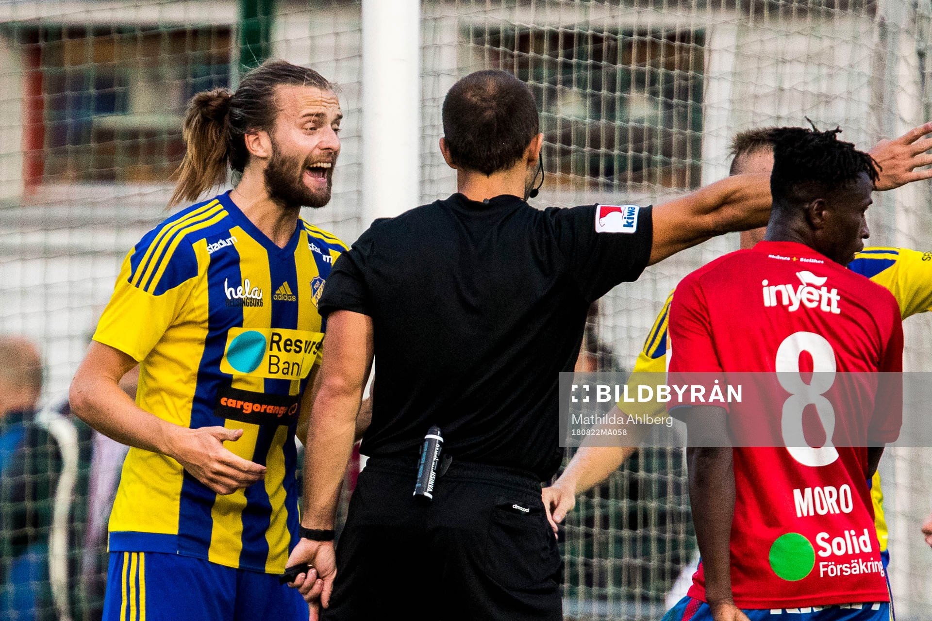 Eskilsminnes Jonatan Olsson under fotbollsmatchen i Svenska cupen mellan Eskilsminne och Helsingborg den 22 augusti 2018 i Helsingborg.