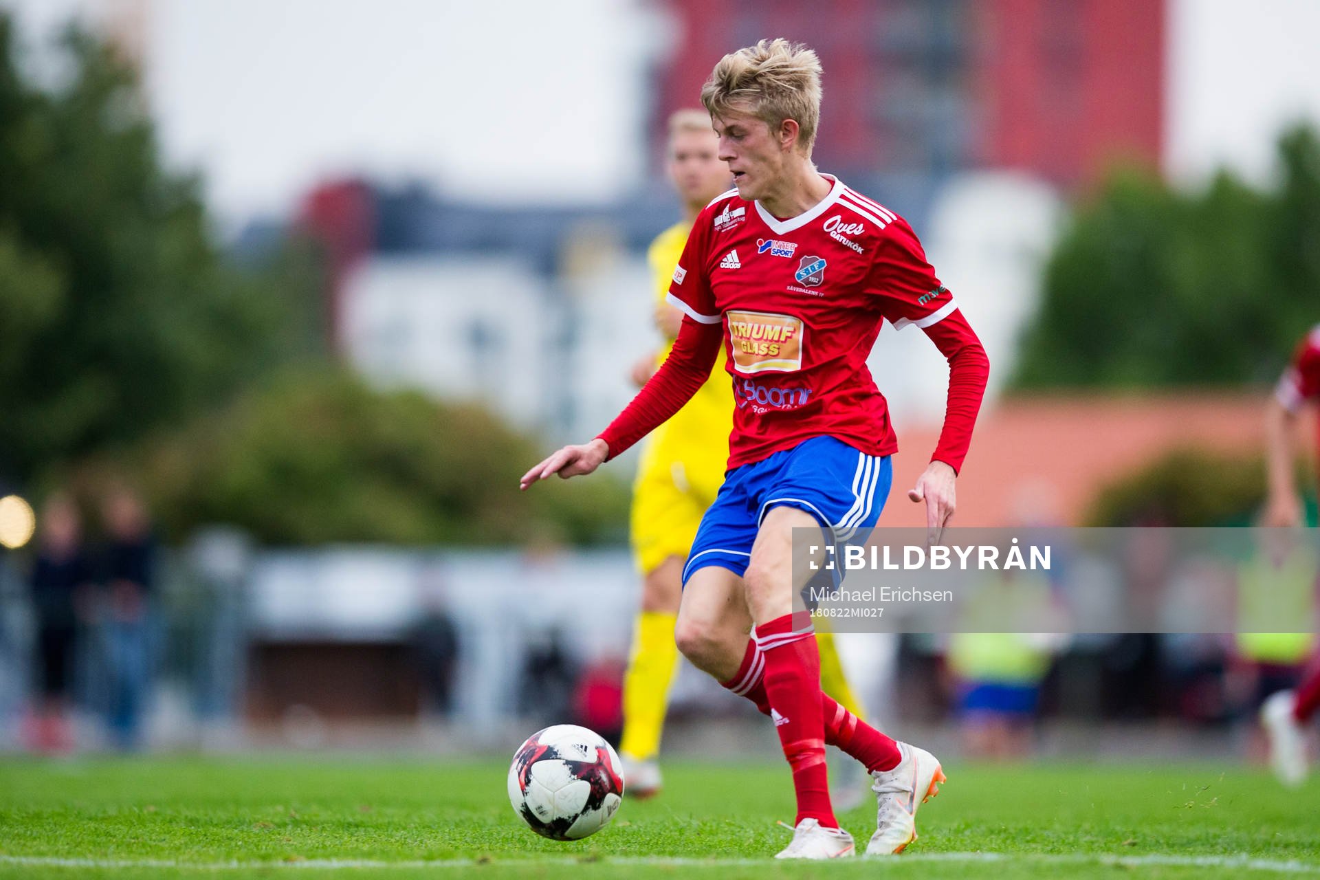 Sävedalens Alexander Bernhardsson under fotbollsmatchen i Svenska cupen mellan ISävedalen och Halmstad den 22 augusti 2018 i Göteborg.